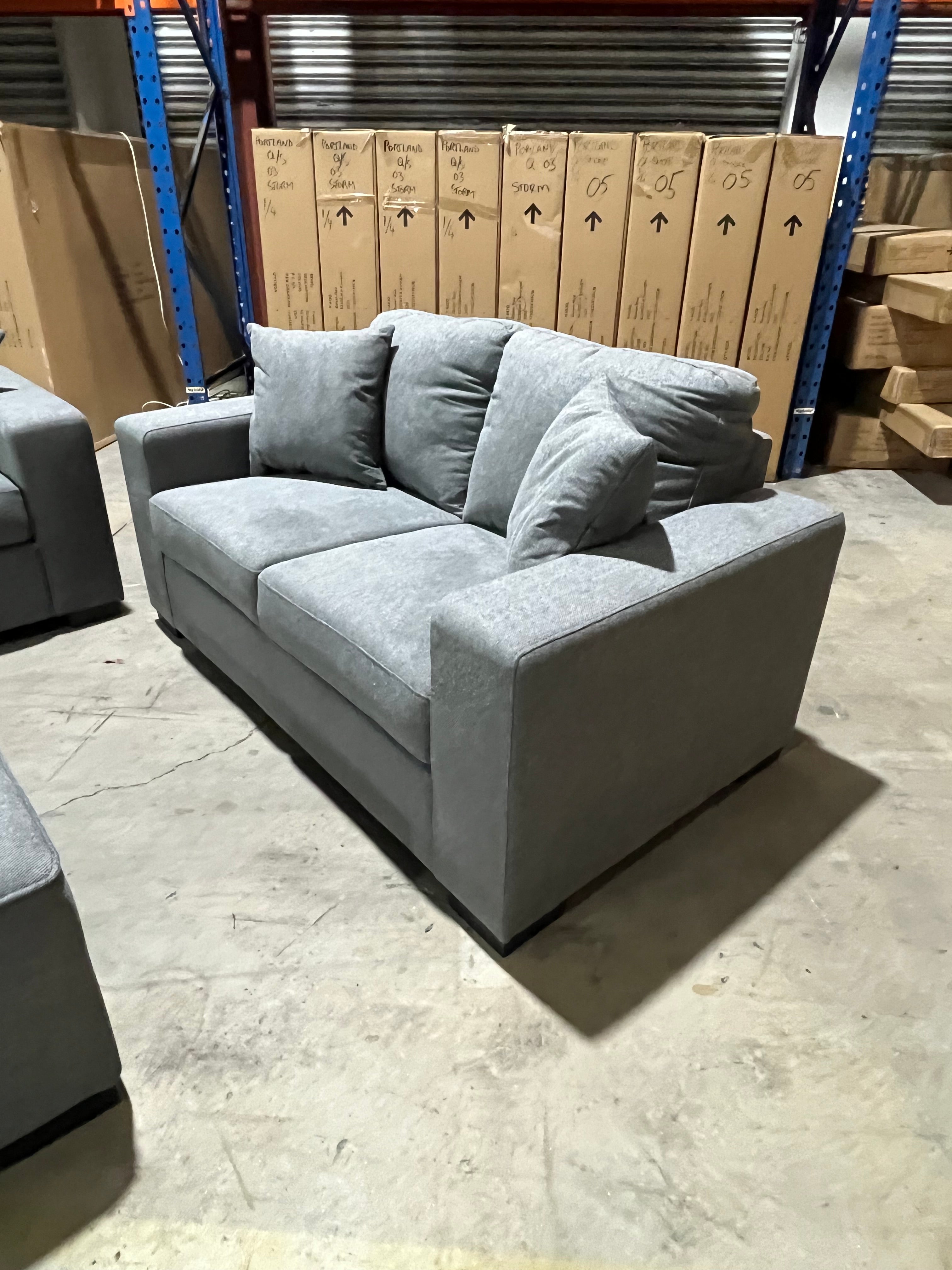 Amarda 3+2+scatters and ottoman in grey