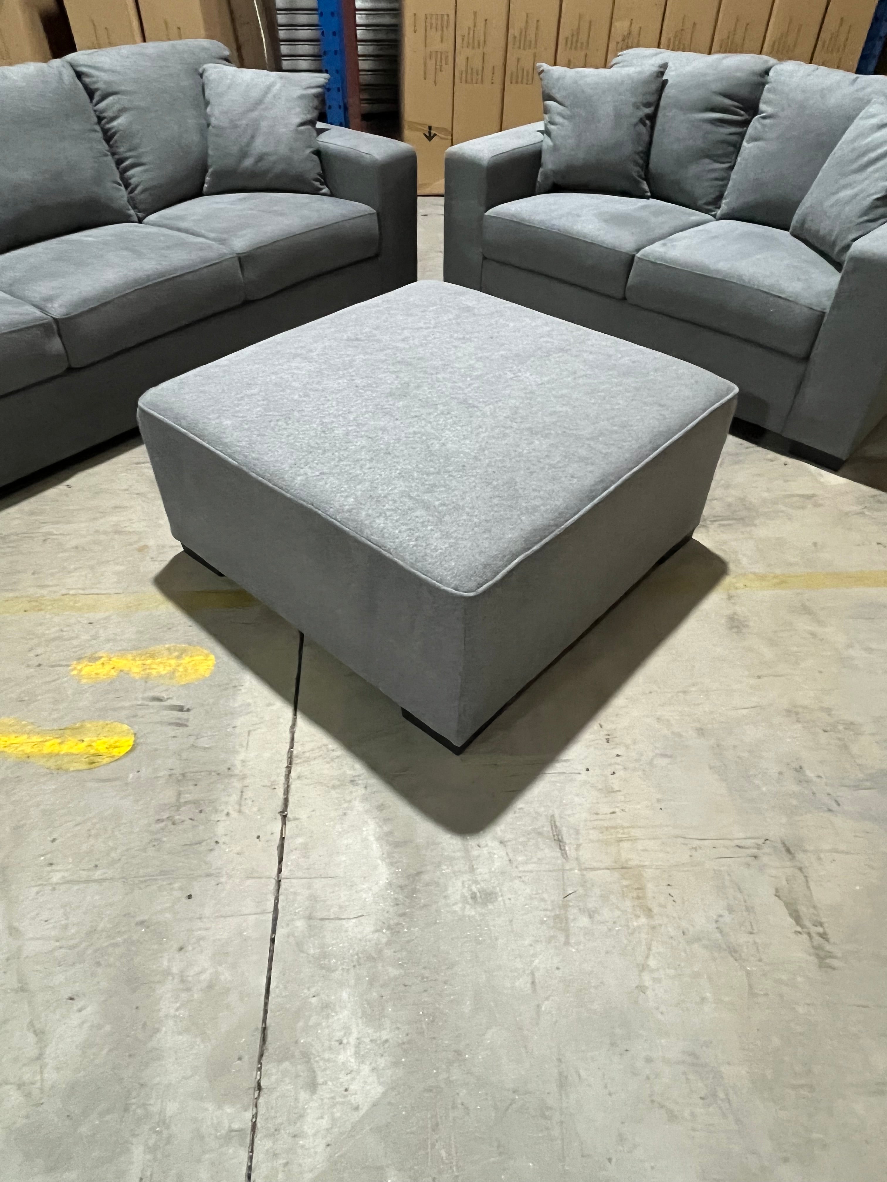 Amarda 3+2+scatters and ottoman in grey
