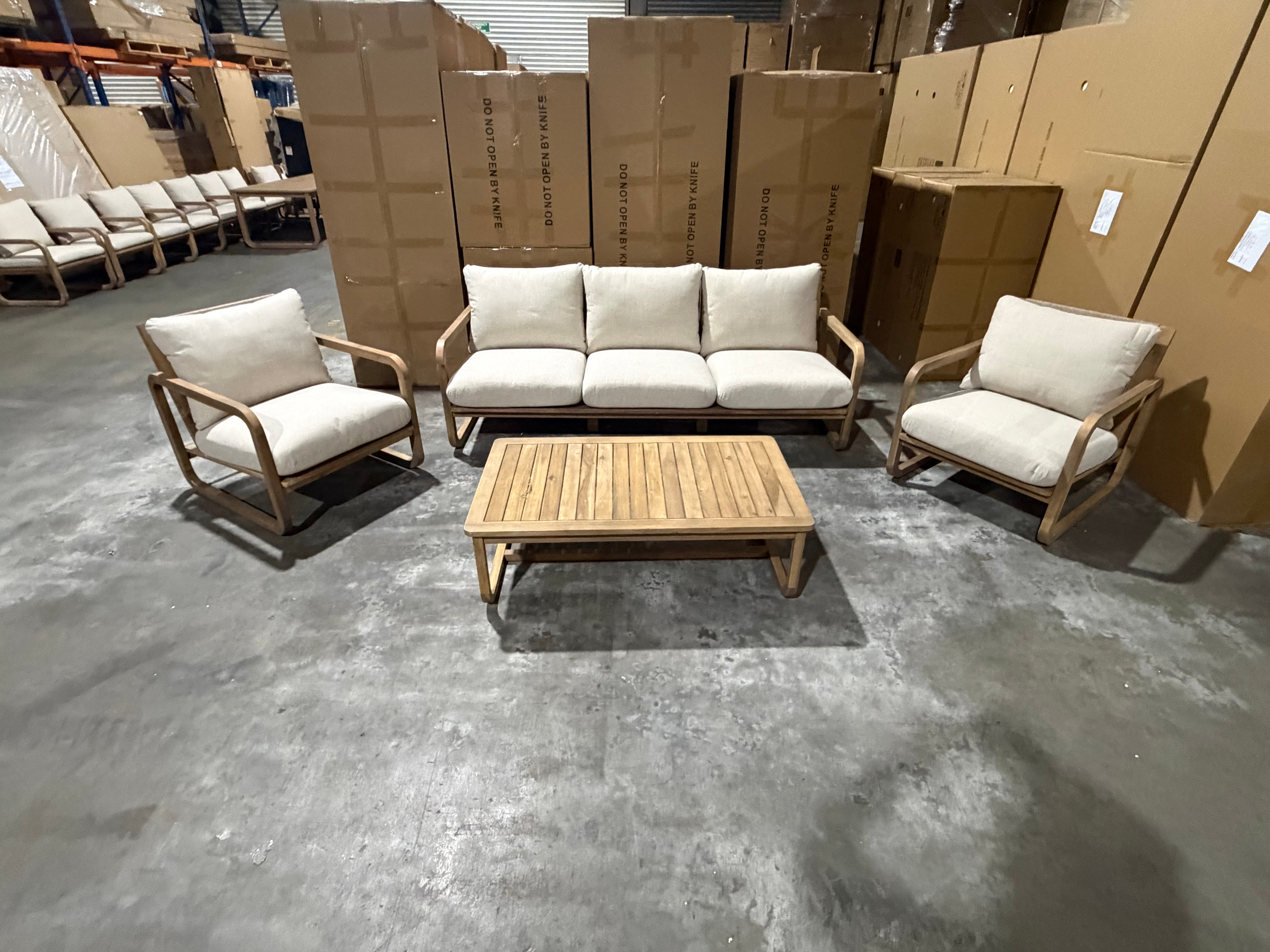 Lando 4pce Outdoor Lounge 3 seater 2 x Single Seats & Coffee Table