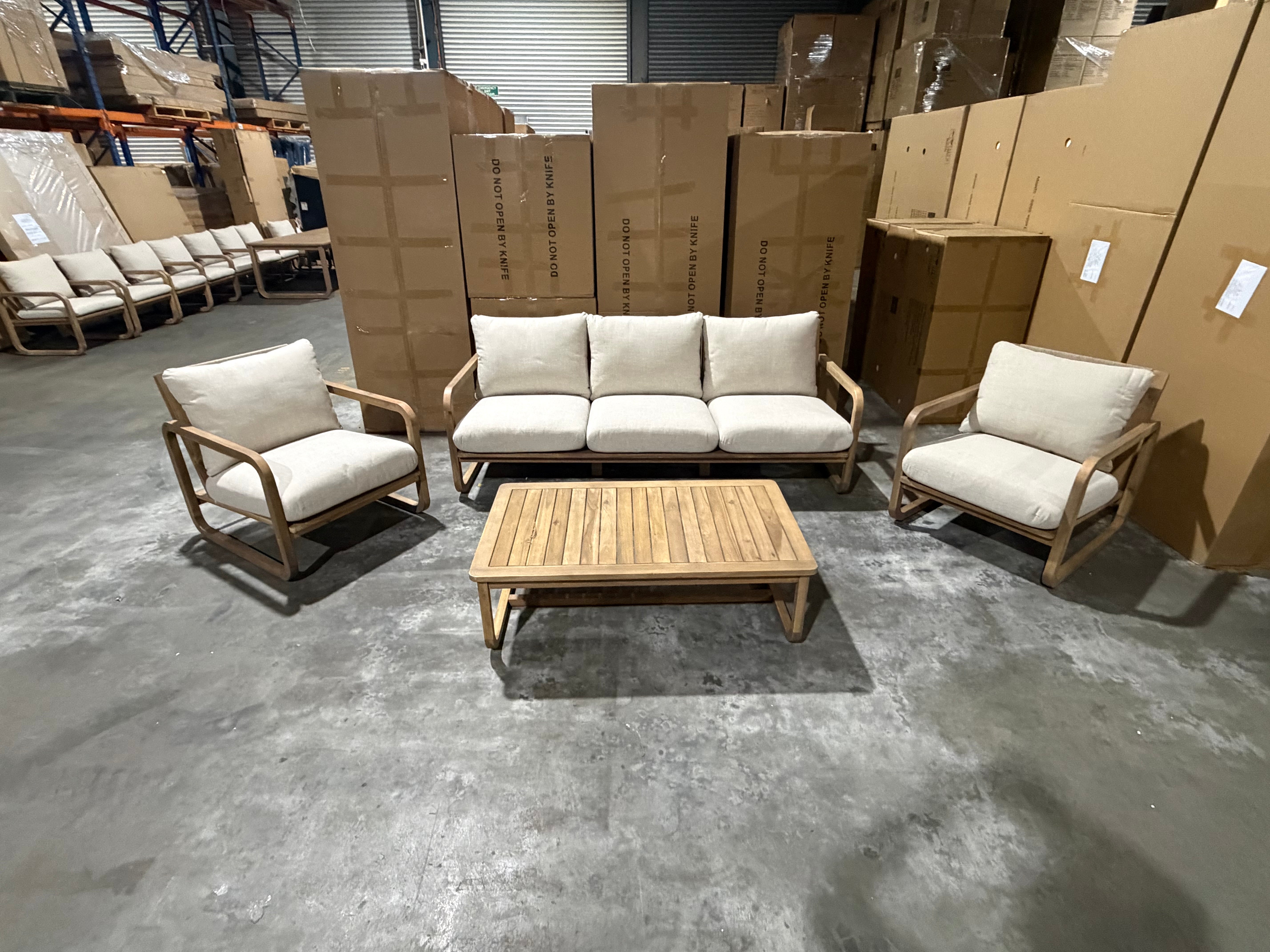 Lando 4pce Outdoor Lounge 3 seater 2 x Single Seats & Coffee Table