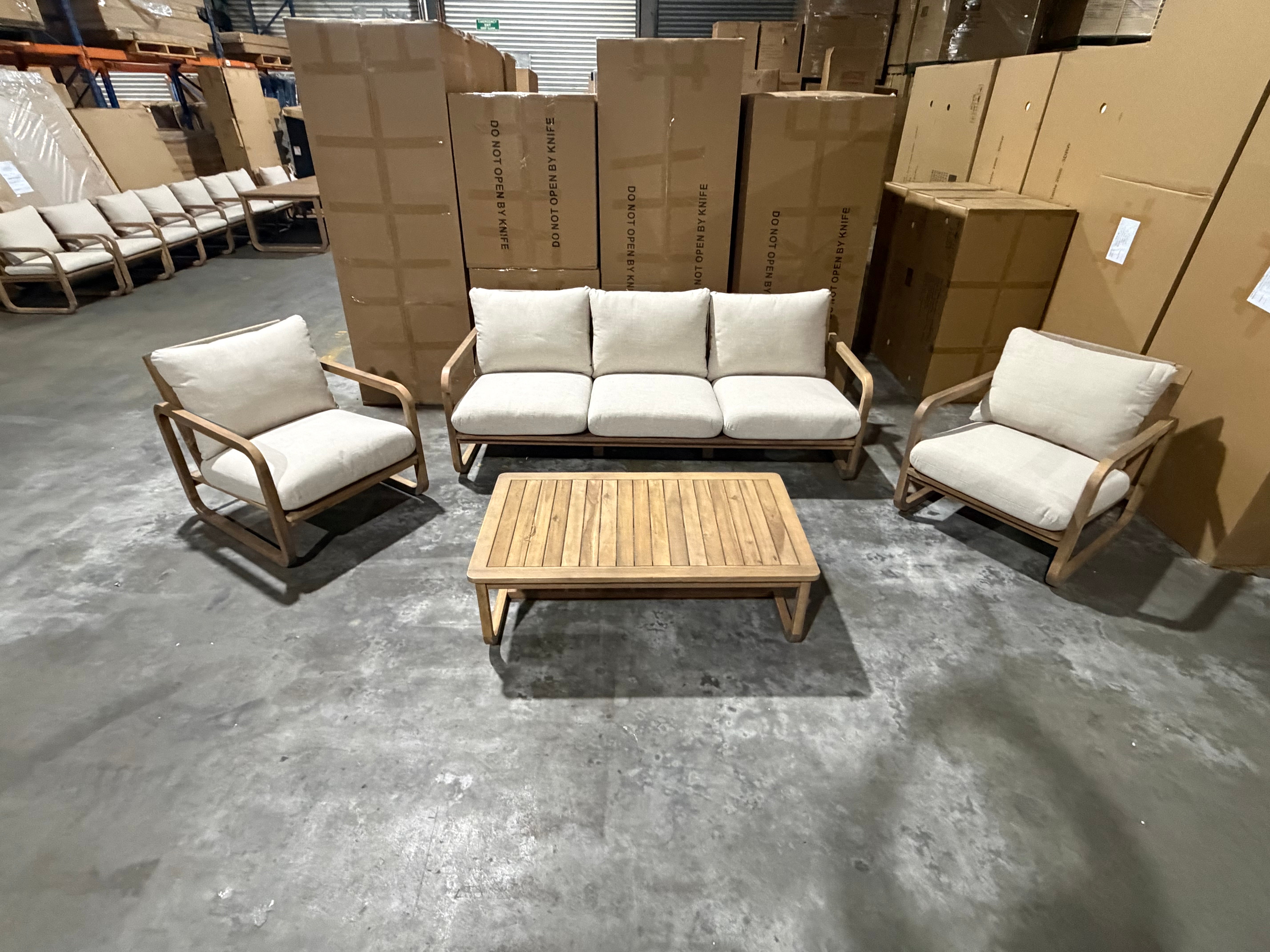 Lando 4pce Outdoor Lounge 3 seater 2 x Single Seats & Coffee Table
