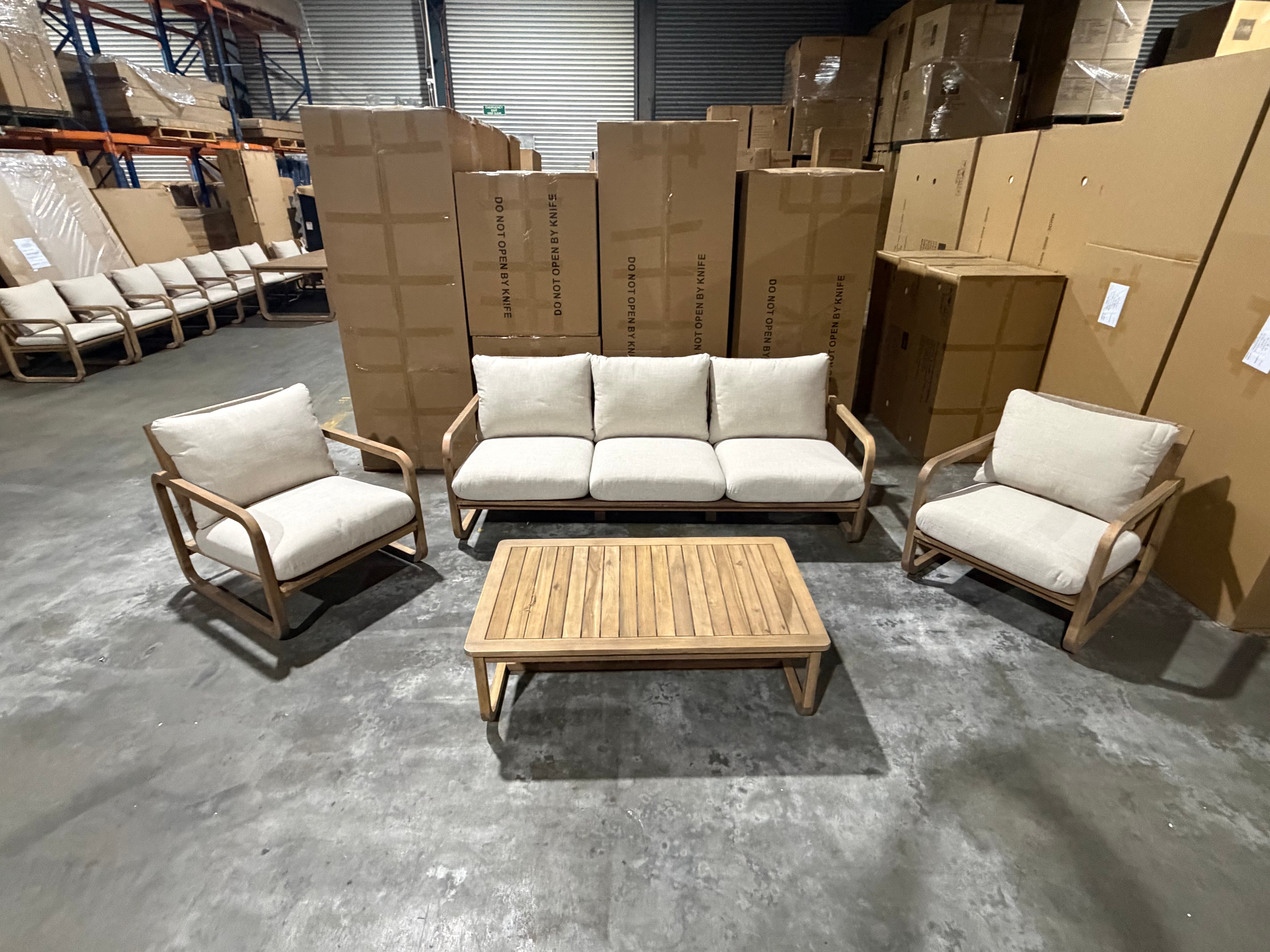 Lando 4pce Outdoor Lounge 3 seater 2 x Single Seats & Coffee Table