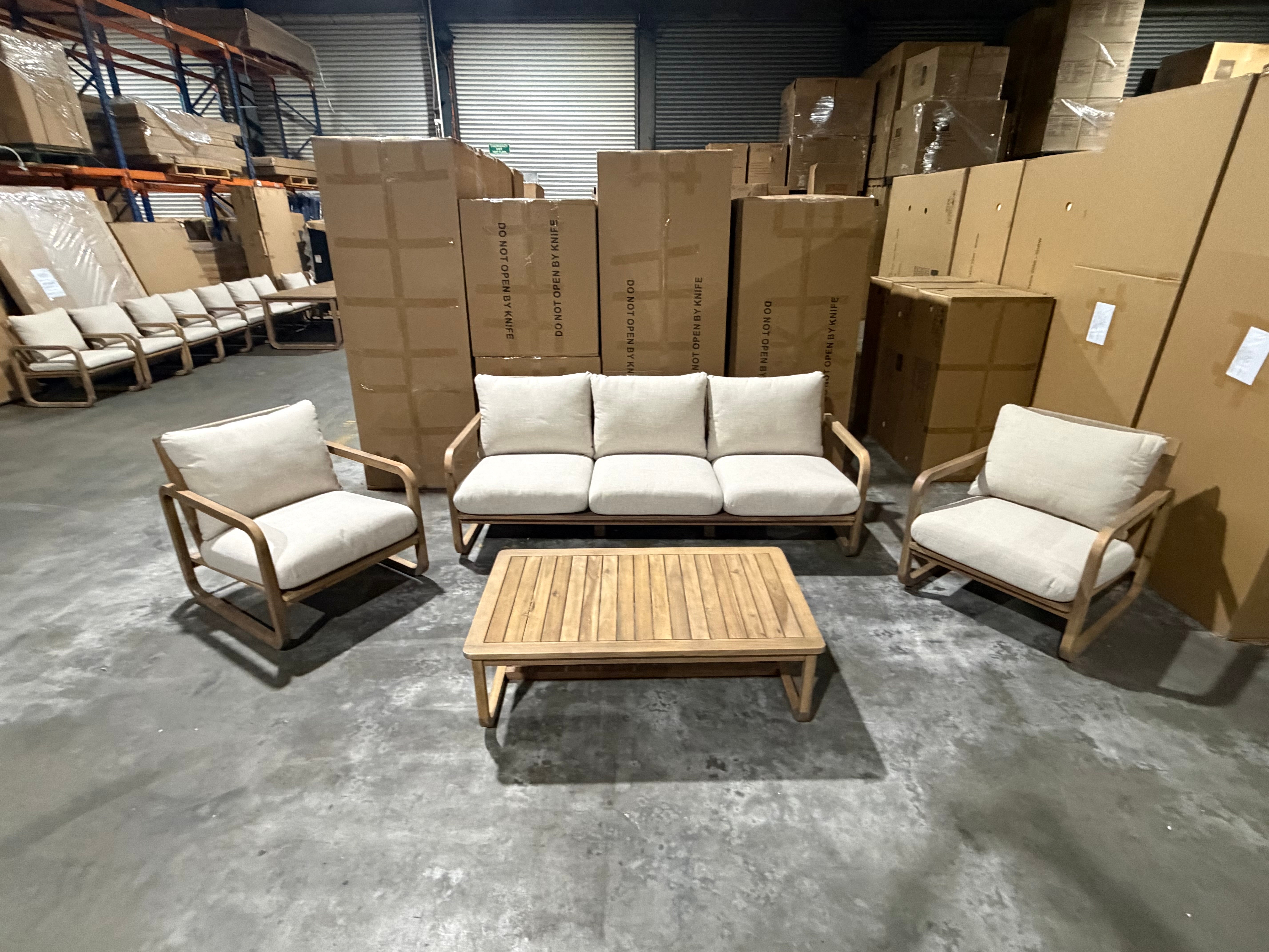 Lando 4pce Outdoor Lounge 3 seater 2 x Single Seats & Coffee Table