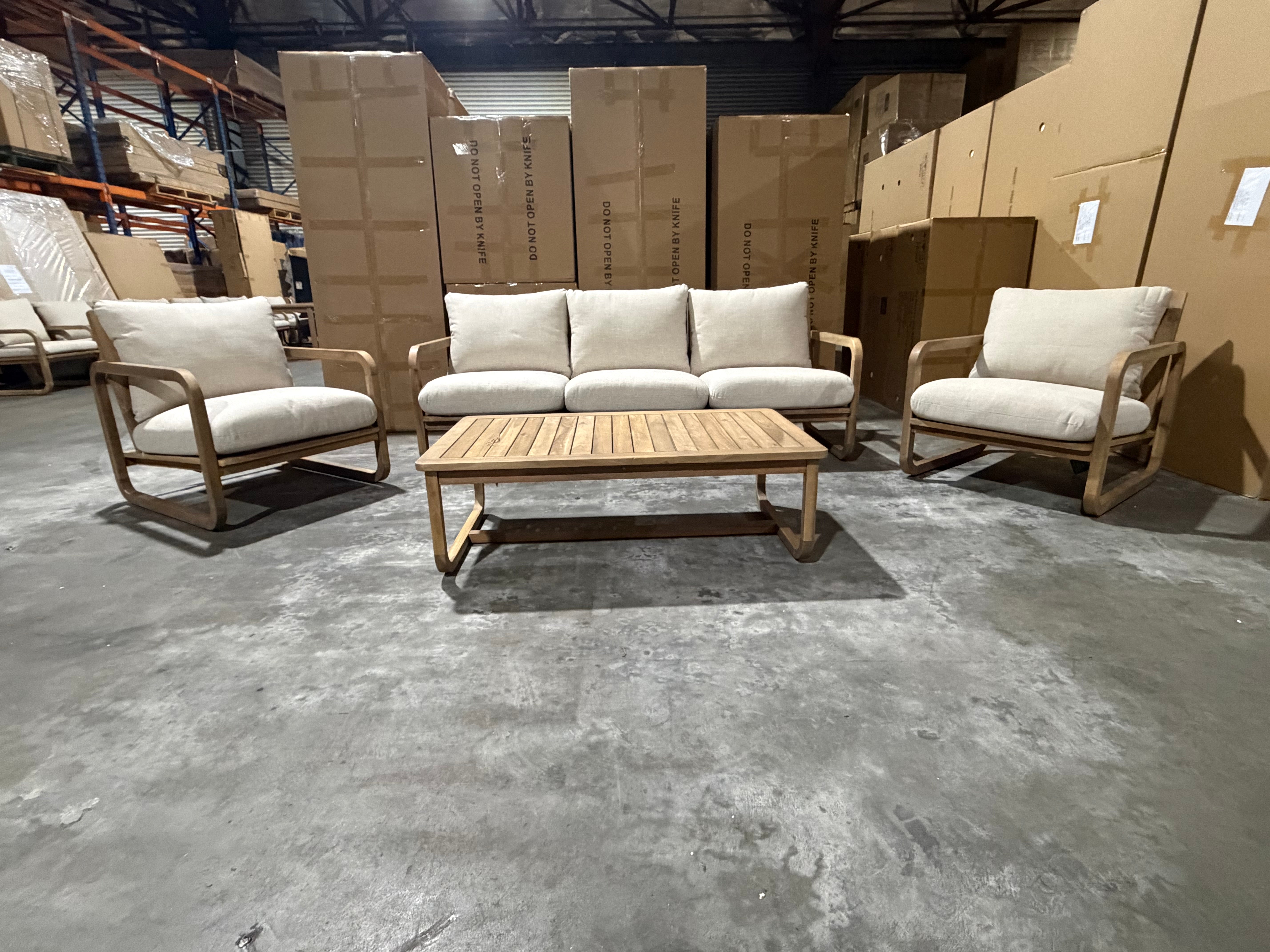 Lando 4pce Outdoor Lounge 3 seater 2 x Single Seats & Coffee Table