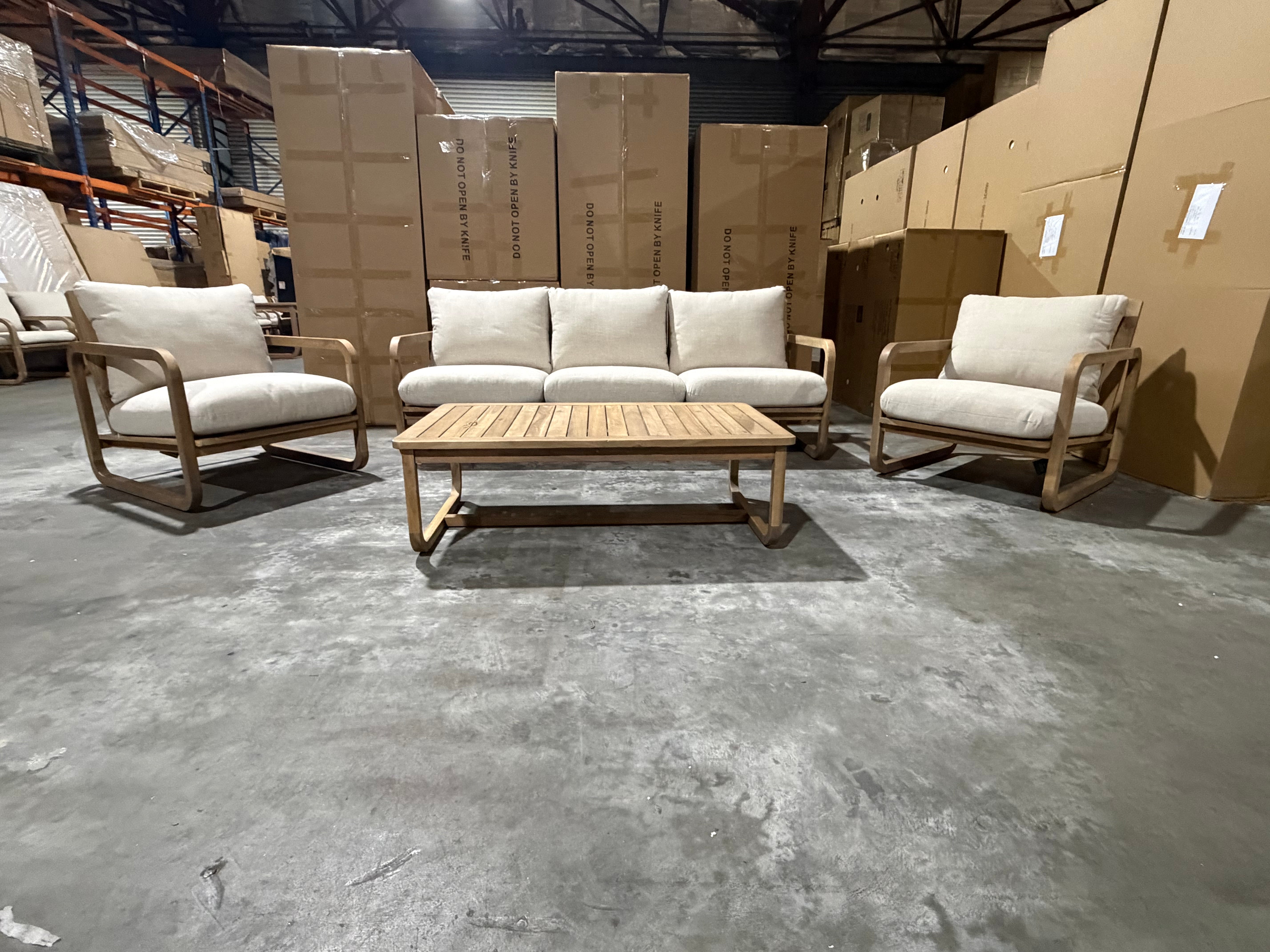 Lando 4pce Outdoor Lounge 3 seater 2 x Single Seats & Coffee Table