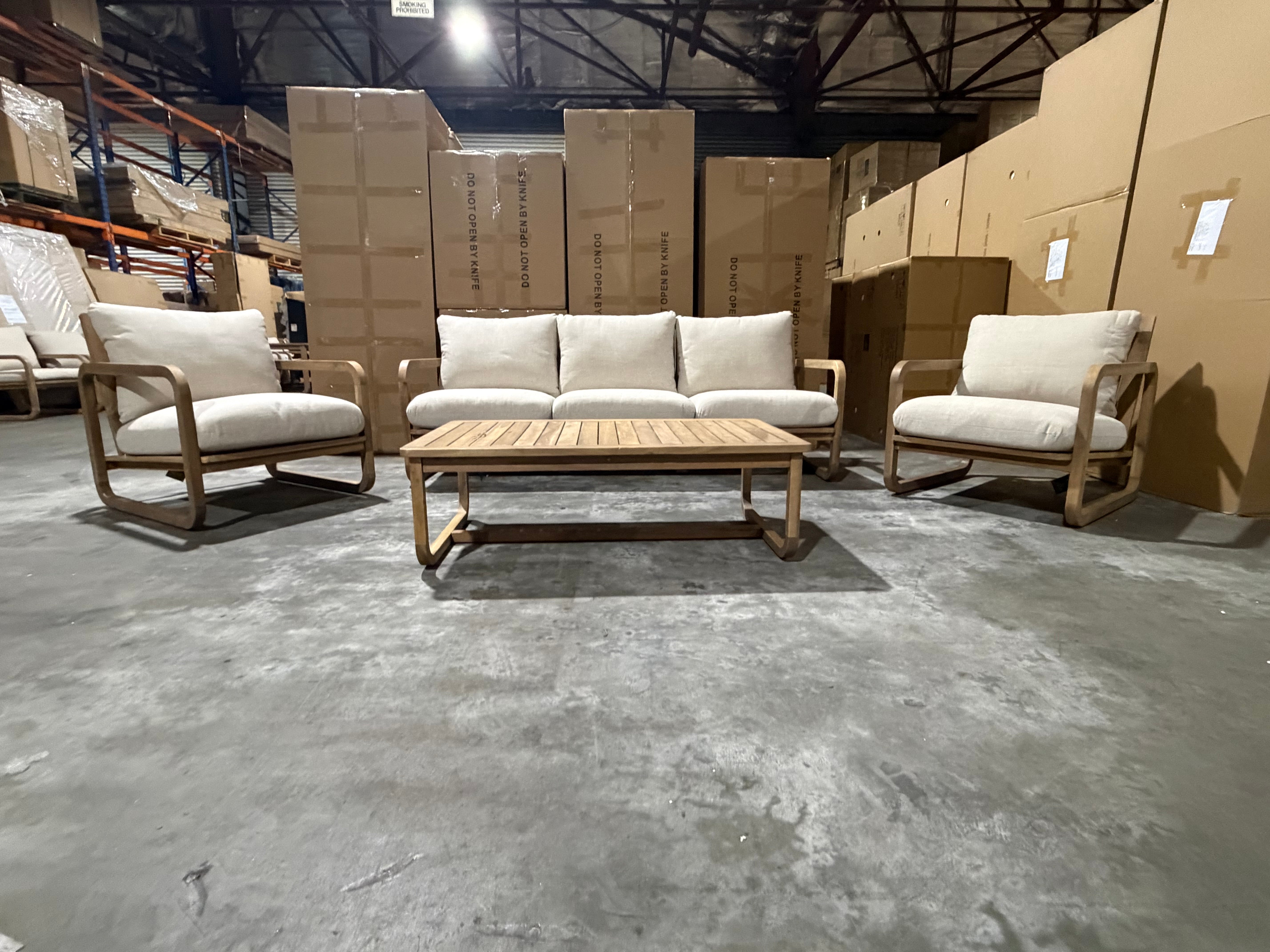 Lando 4pce Outdoor Lounge 3 seater 2 x Single Seats & Coffee Table