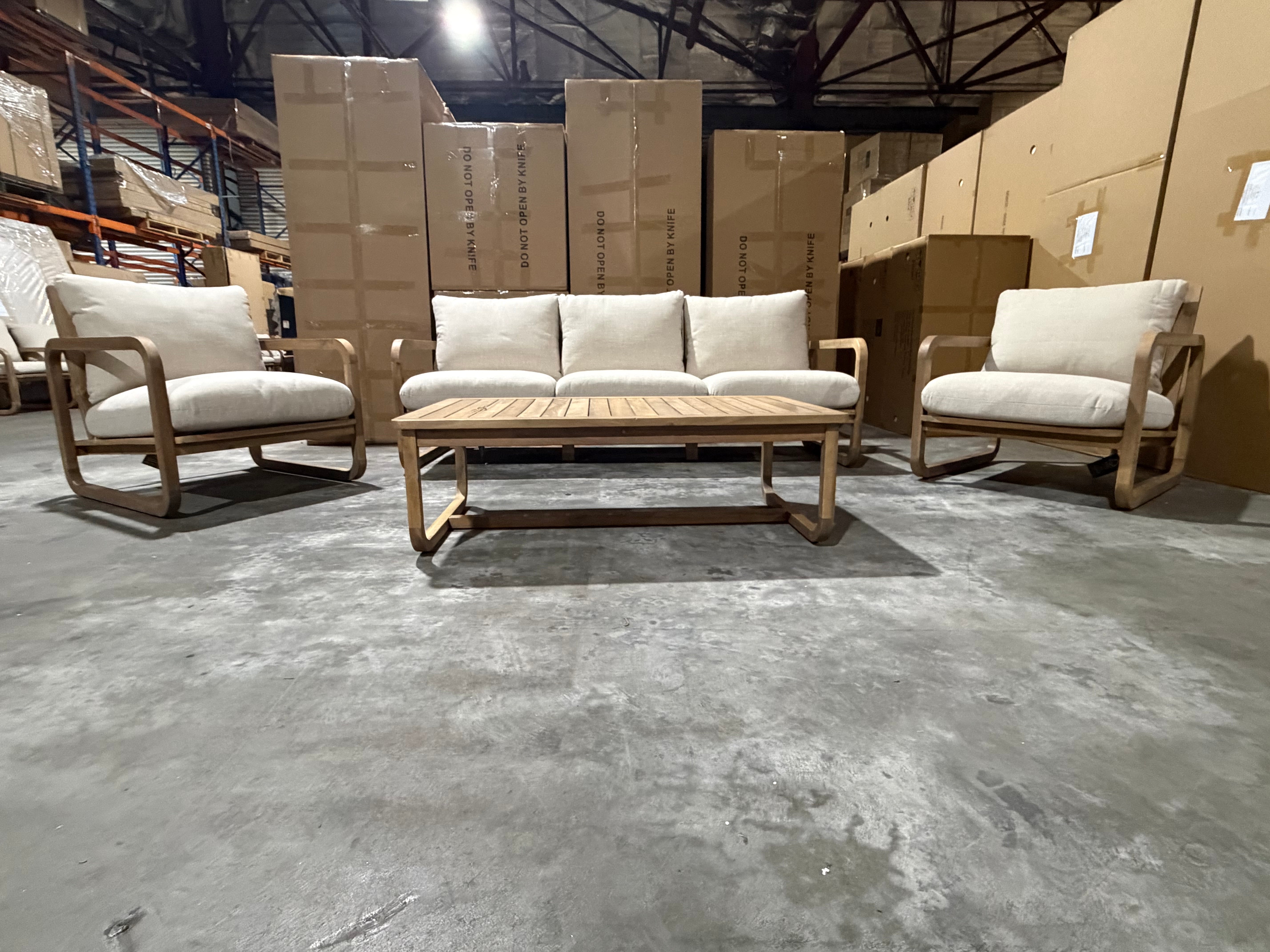 Lando 4pce Outdoor Lounge 3 seater 2 x Single Seats & Coffee Table