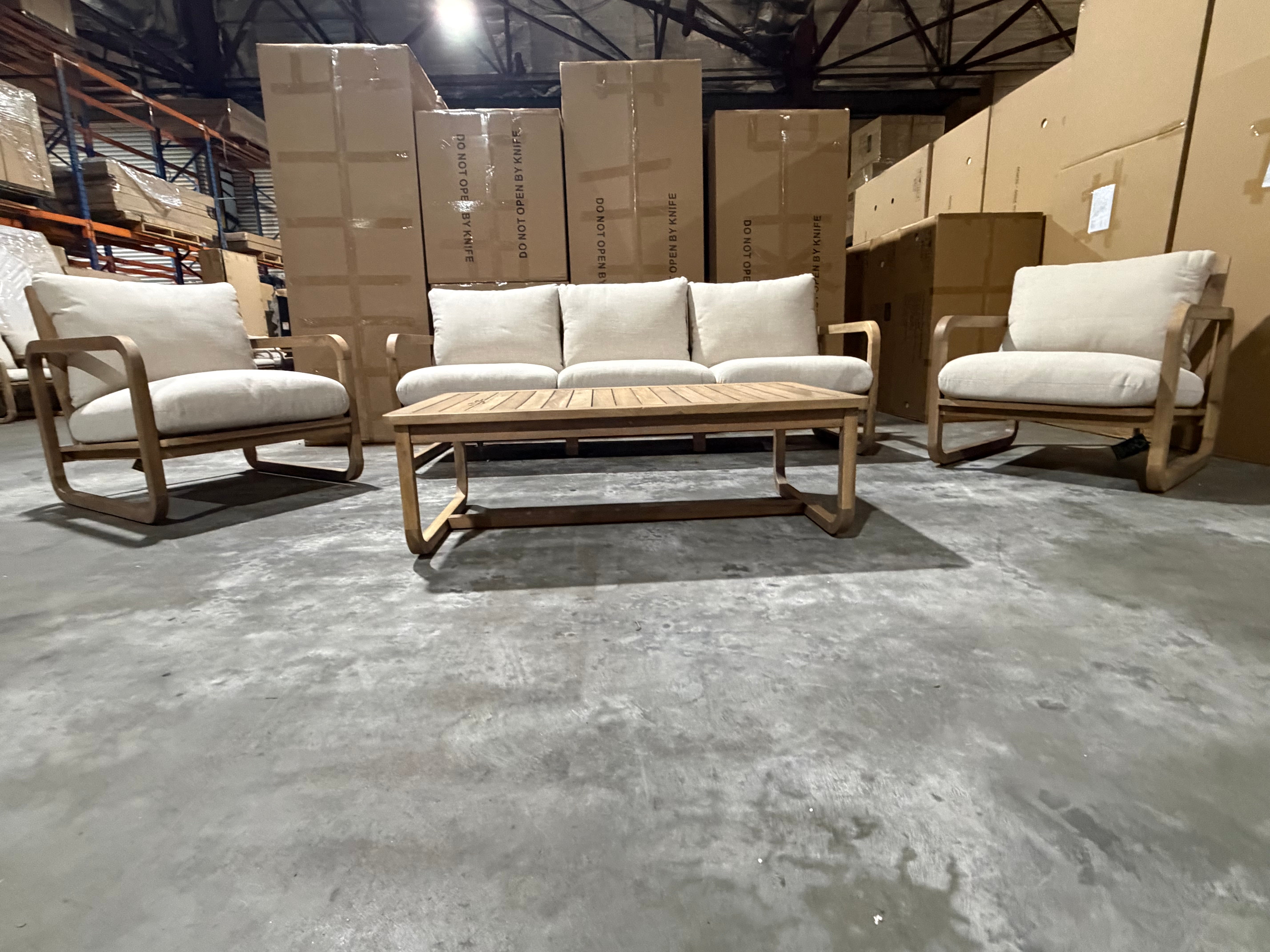 Lando 4pce Outdoor Lounge 3 seater 2 x Single Seats & Coffee Table