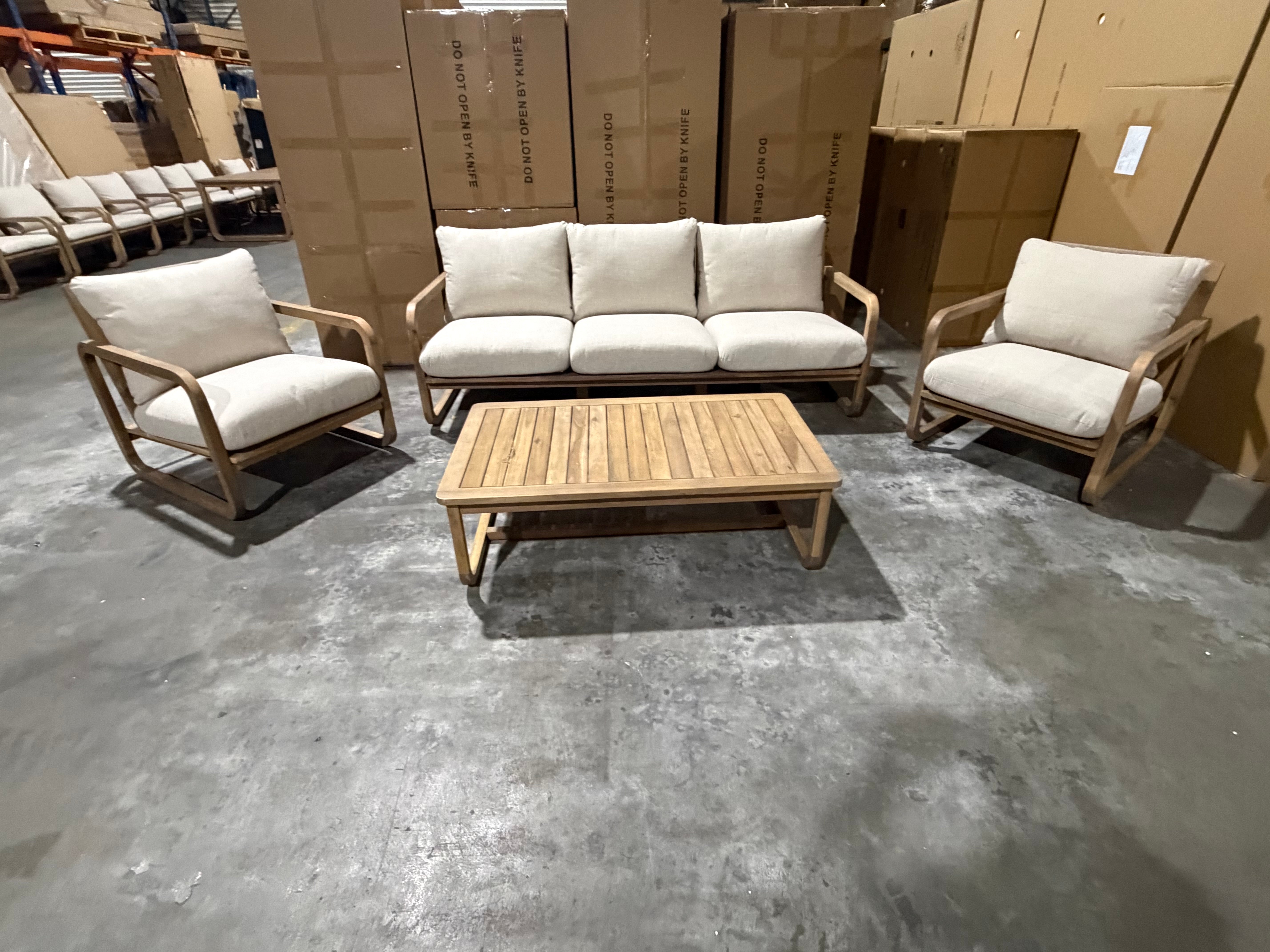 Lando 4pce Outdoor Lounge 3 seater 2 x Single Seats & Coffee Table
