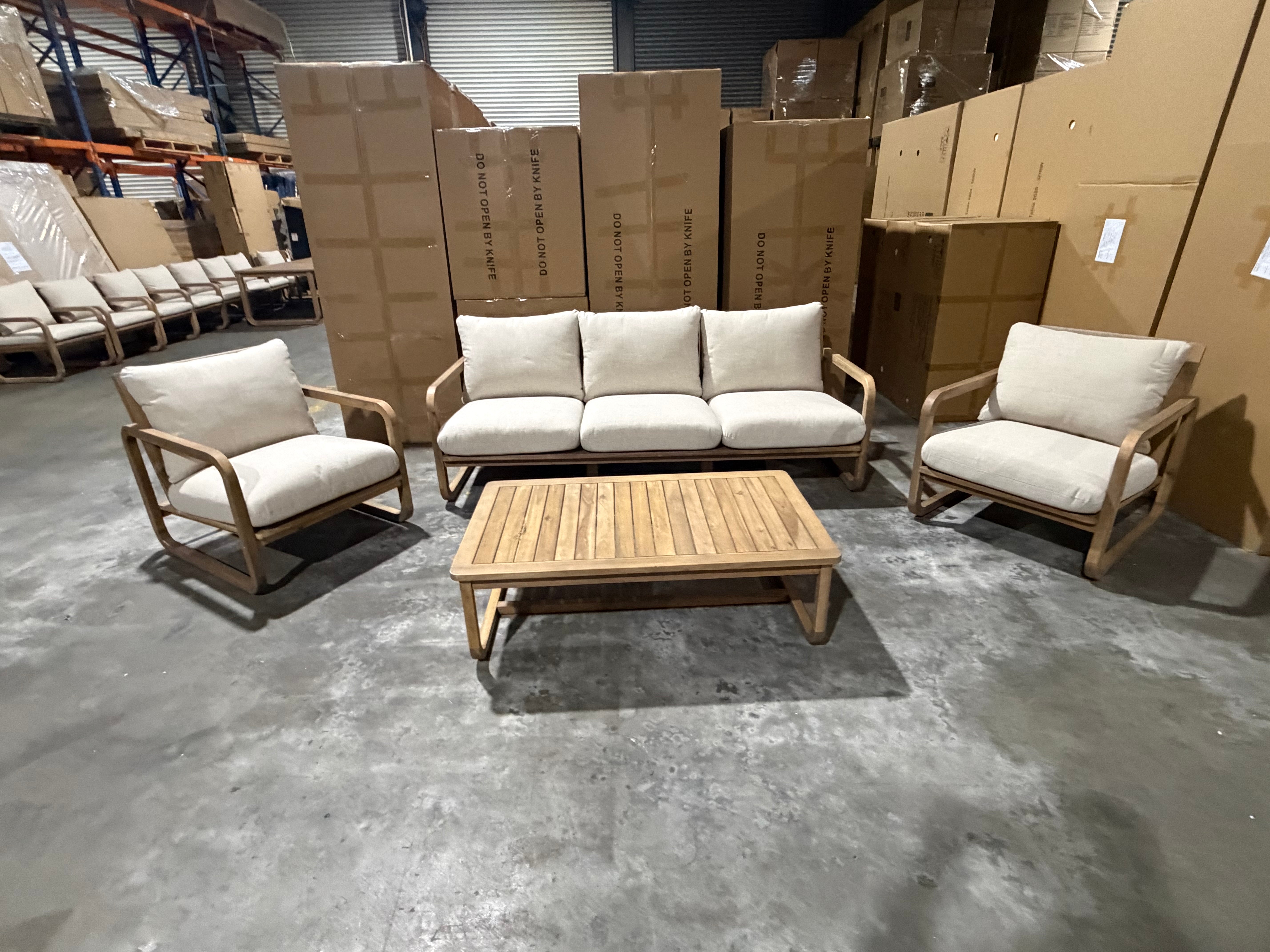 Lando 4pce Outdoor Lounge 3 seater 2 x Single Seats & Coffee Table