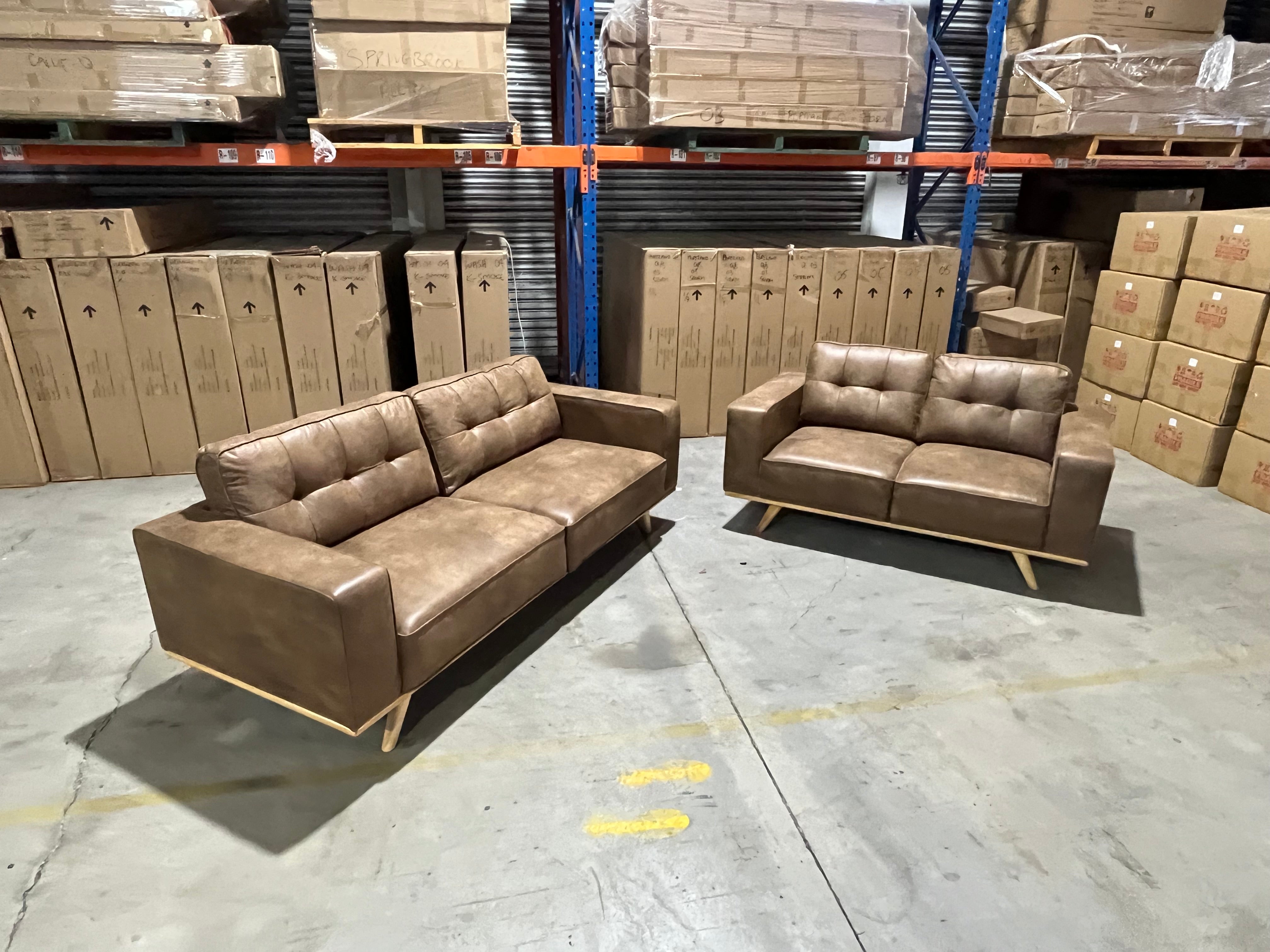 Charles 3+2 sofa pair in tan nubuck