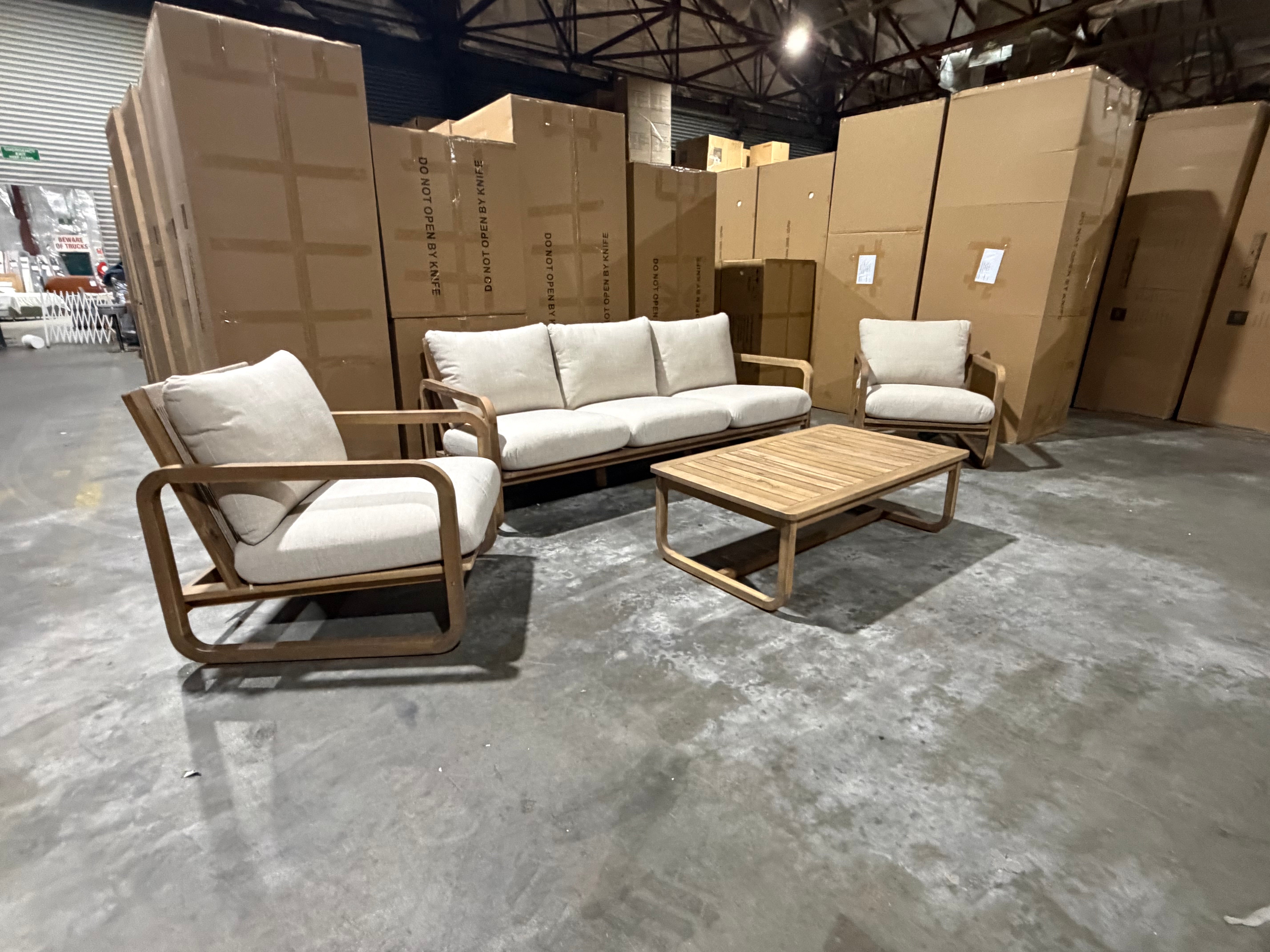 Lando 4pce Outdoor Lounge 3 seater 2 x Single Seats & Coffee Table