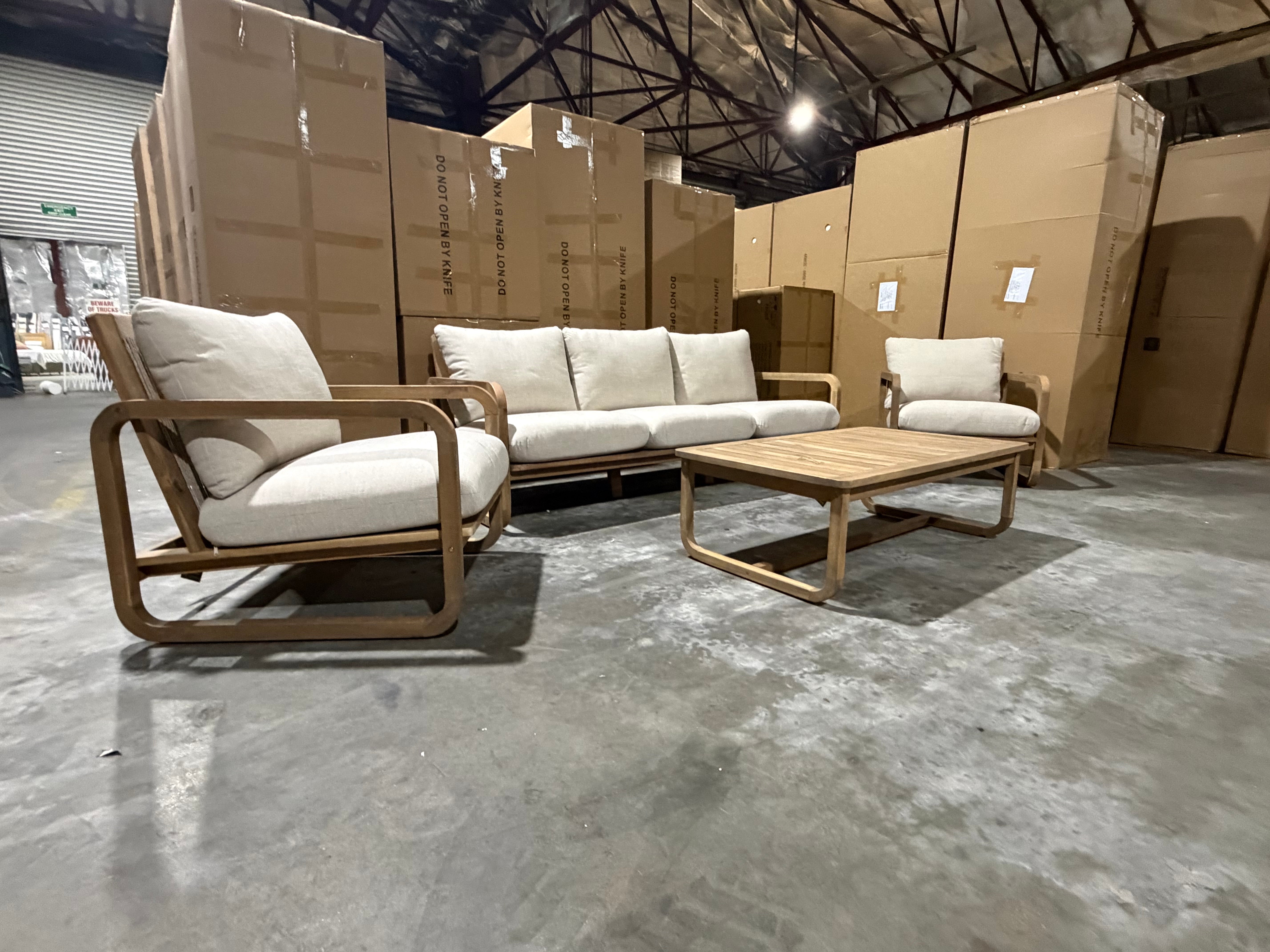 Lando 4pce Outdoor Lounge 3 seater 2 x Single Seats & Coffee Table