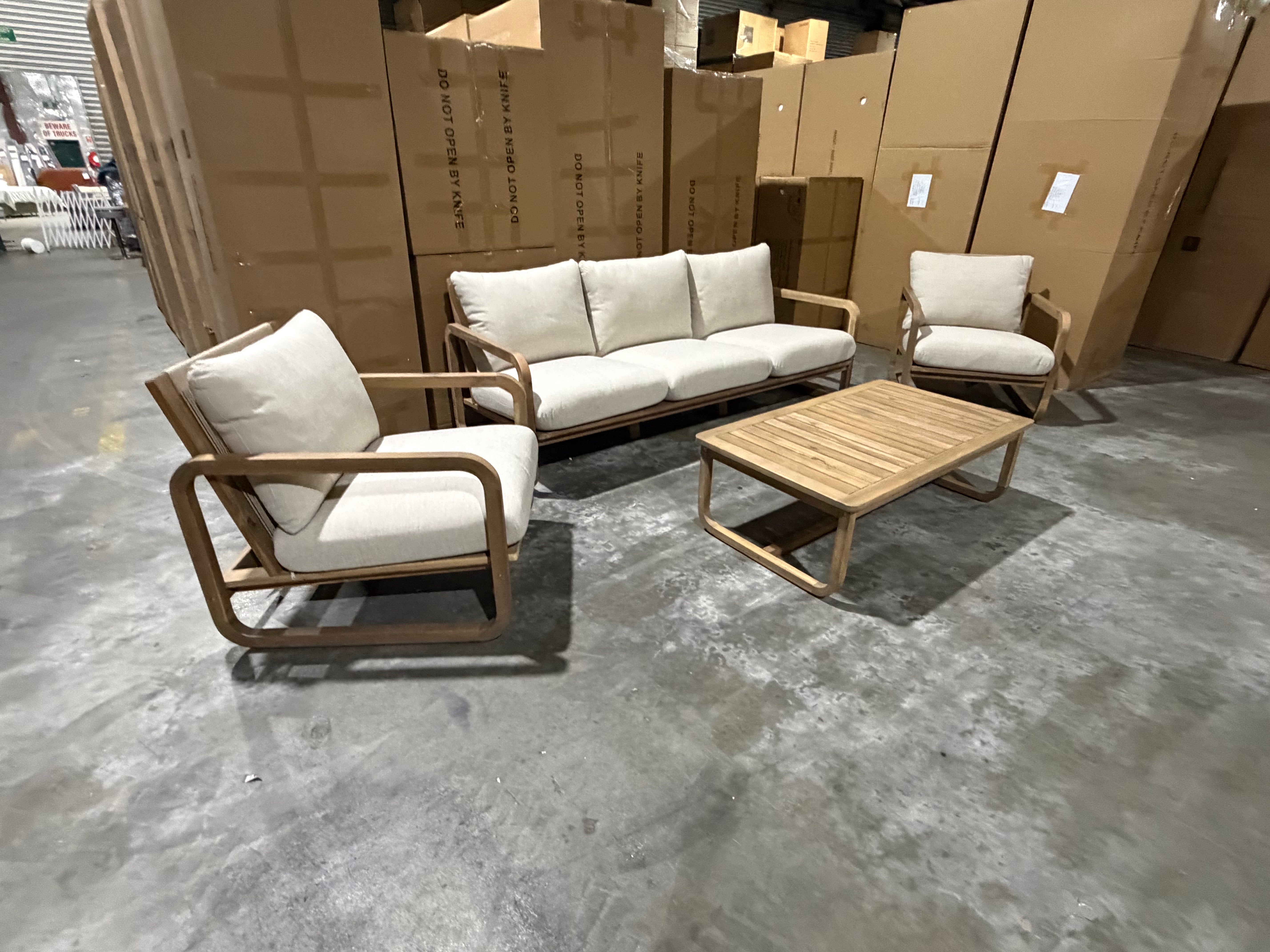 Lando 4pce Outdoor Lounge 3 seater 2 x Single Seats & Coffee Table