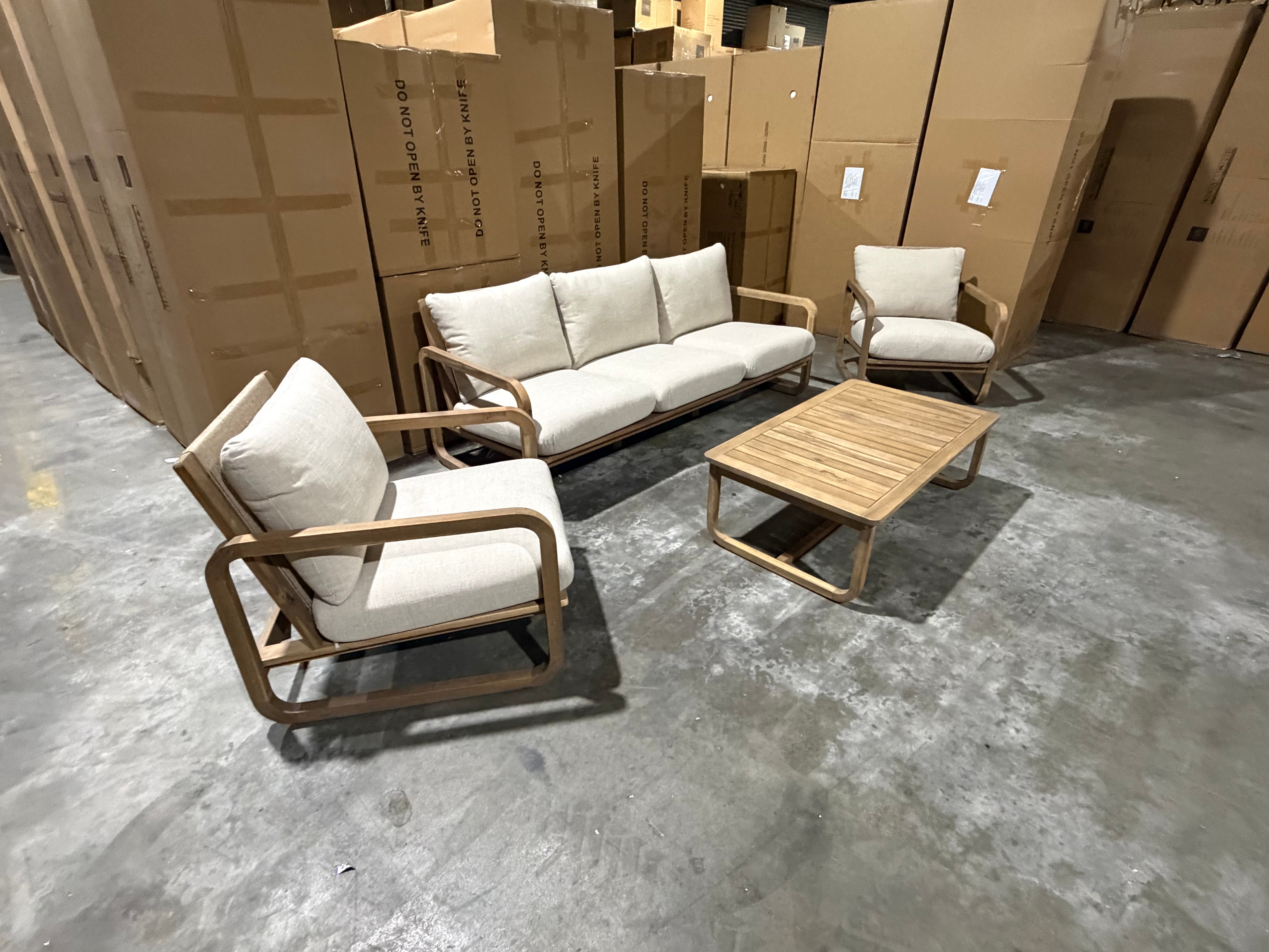 Lando 4pce Outdoor Lounge 3 seater 2 x Single Seats & Coffee Table