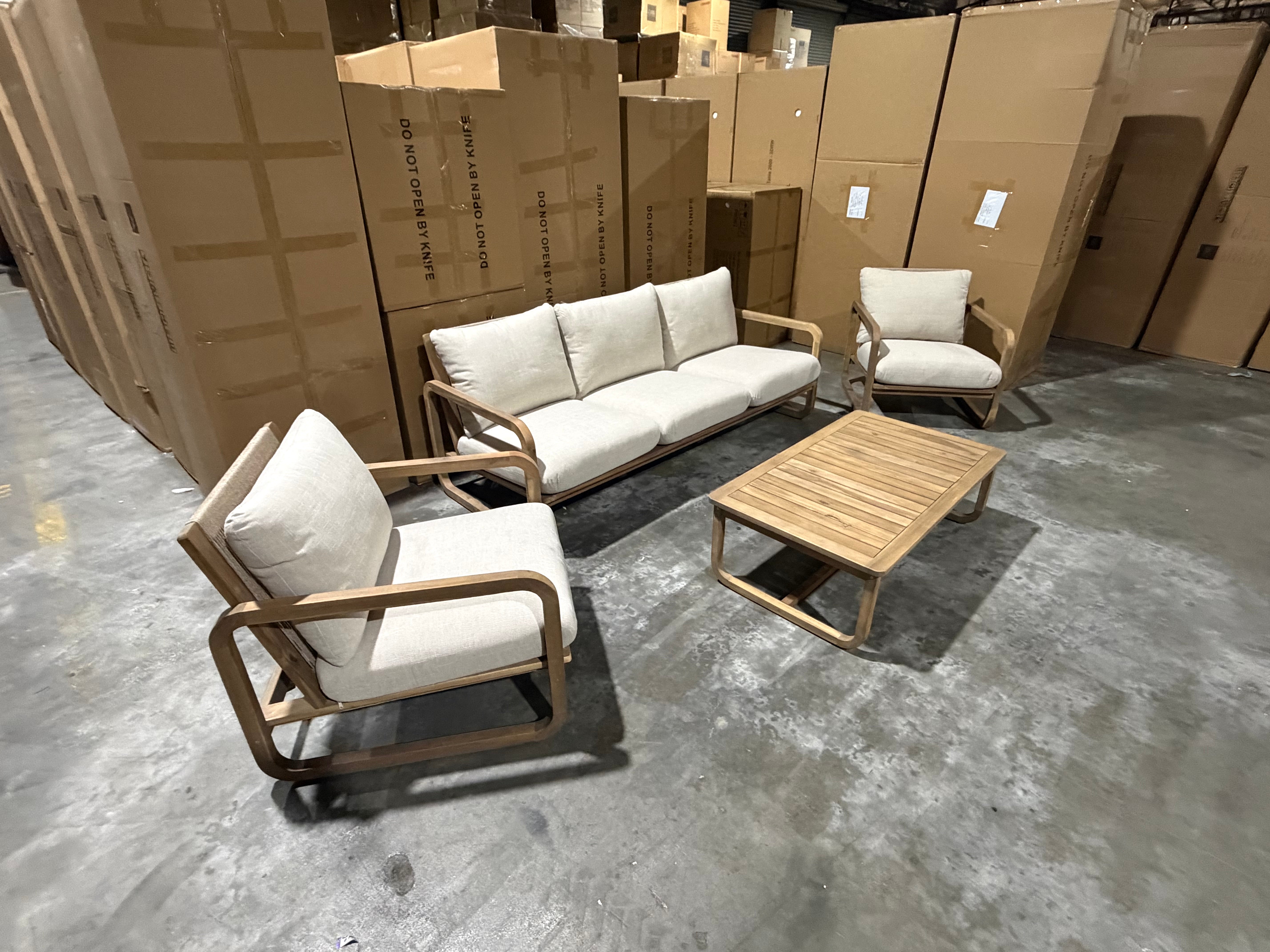 Lando 4pce Outdoor Lounge 3 seater 2 x Single Seats & Coffee Table