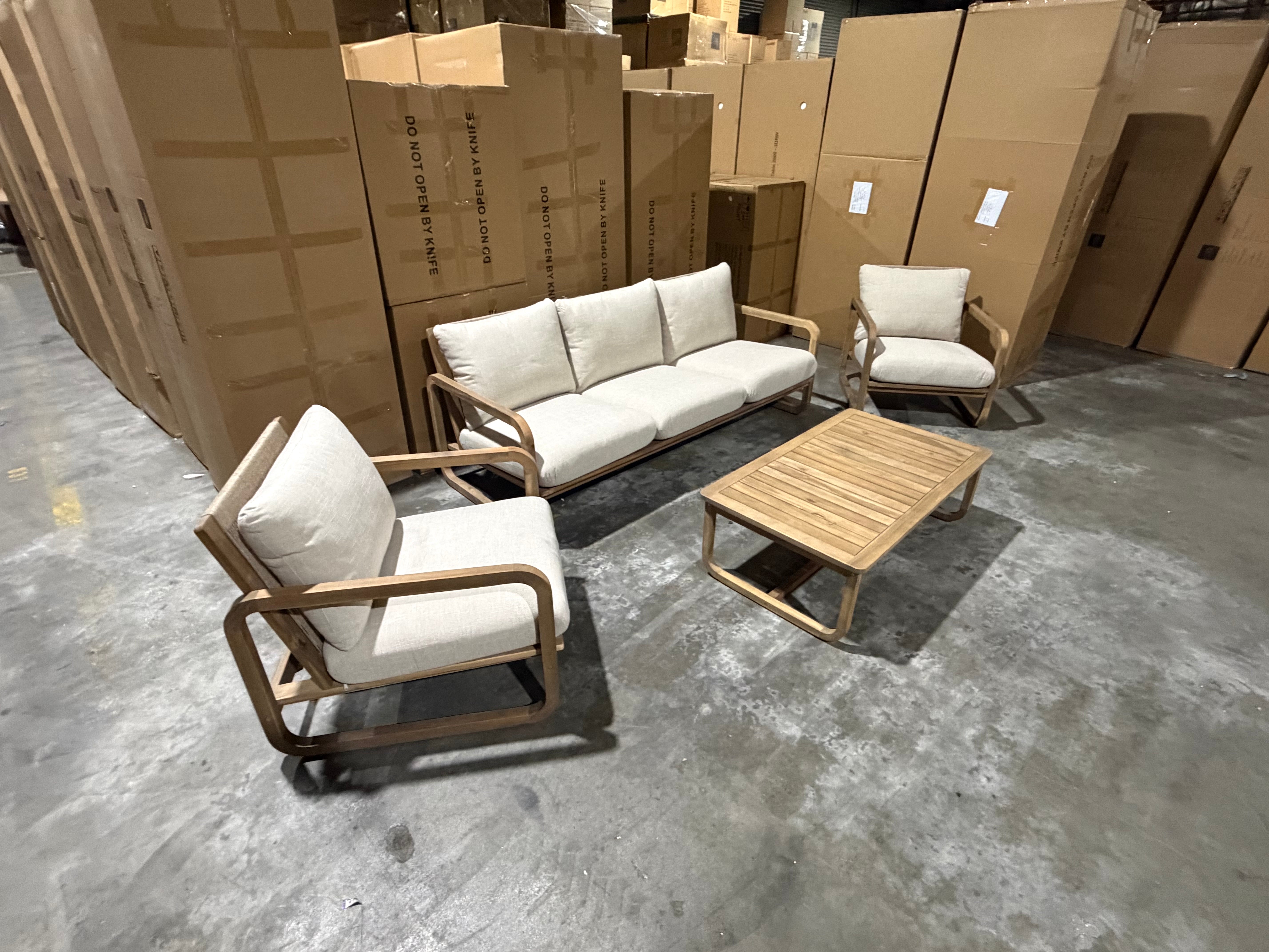 Lando 4pce Outdoor Lounge 3 seater 2 x Single Seats & Coffee Table