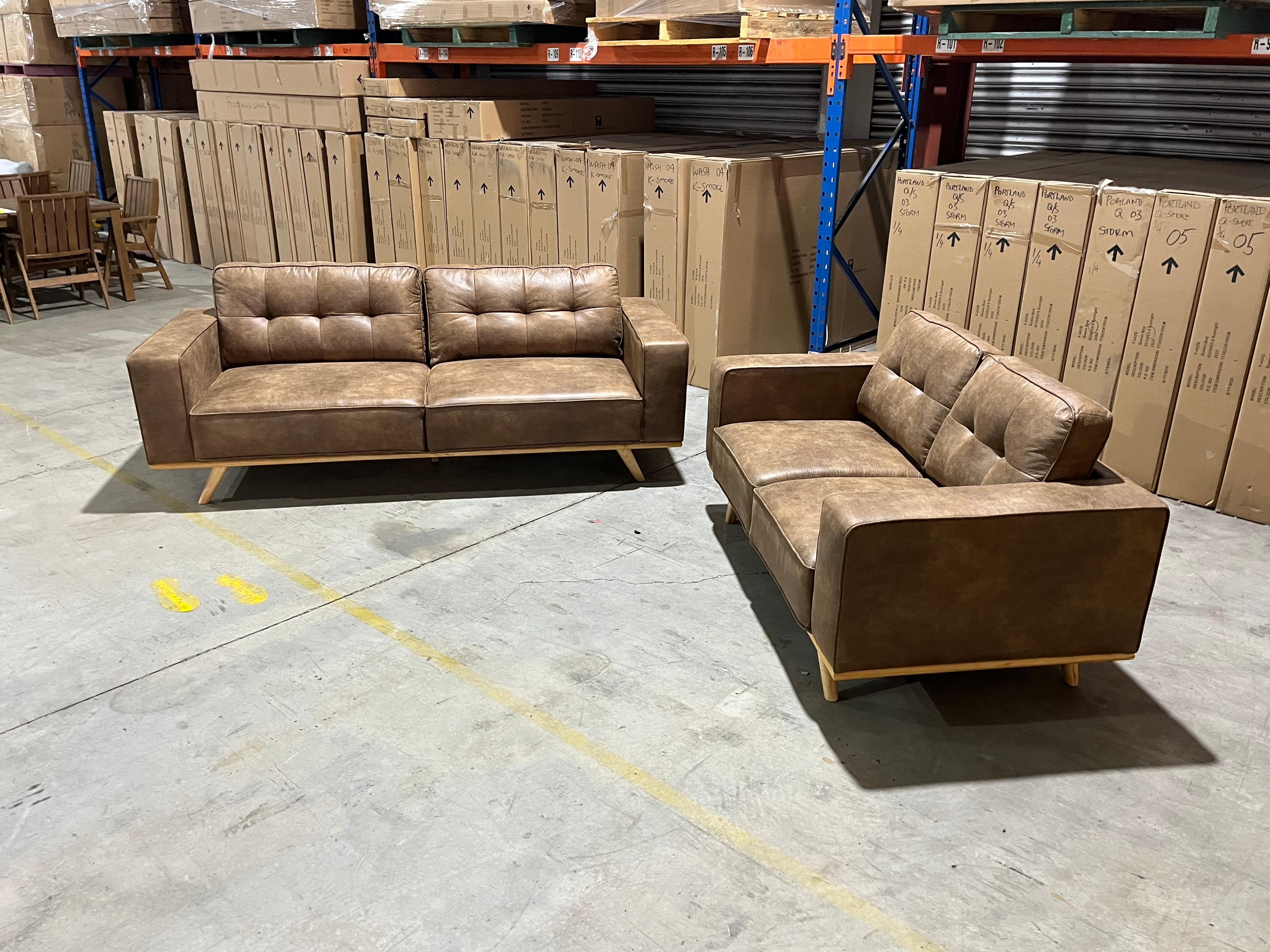 Charles 3+2 sofa pair in tan nubuck