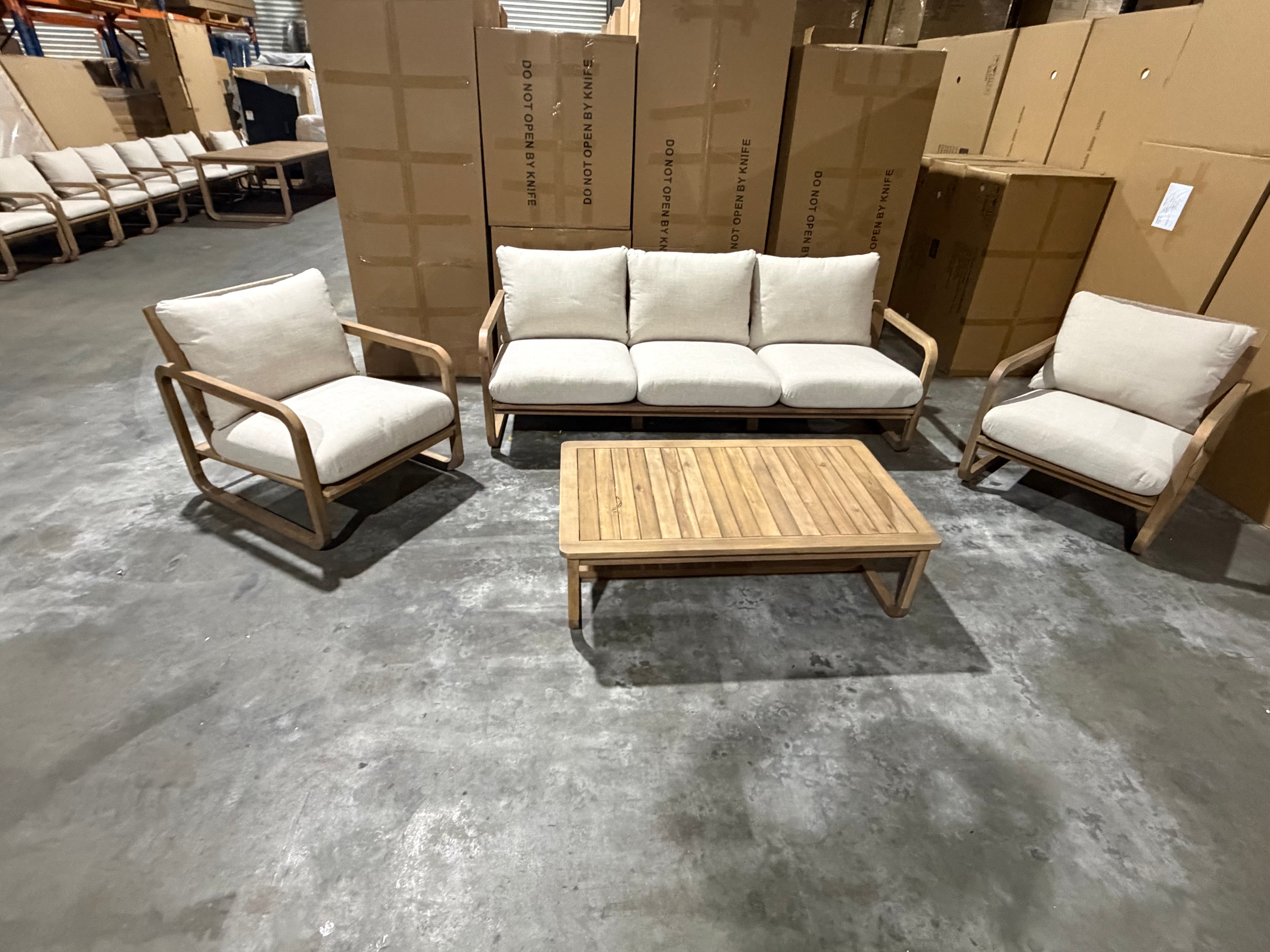 Lando 4pce Outdoor Lounge 3 seater 2 x Single Seats & Coffee Table
