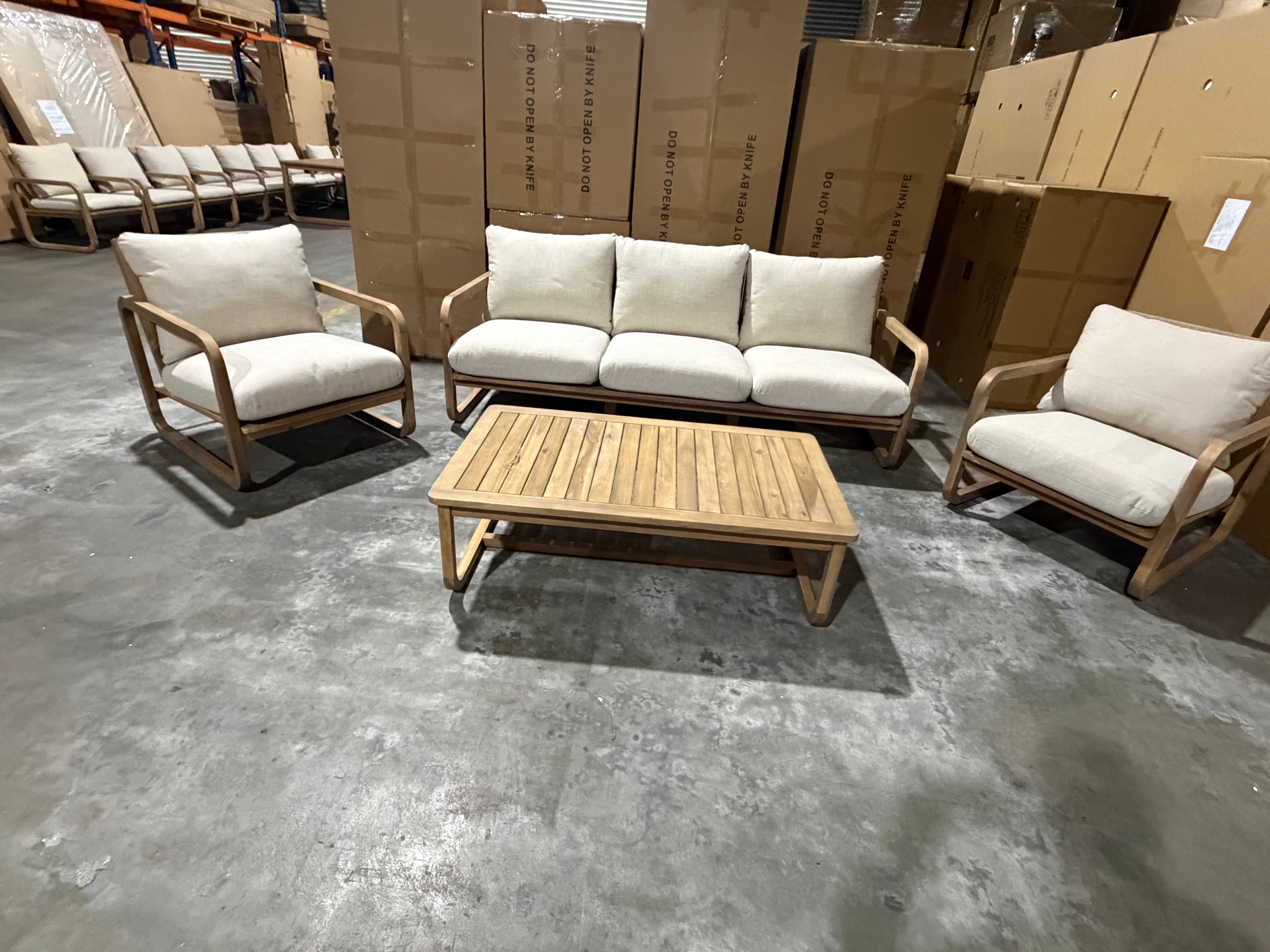 Lando 4pce Outdoor Lounge 3 seater 2 x Single Seats & Coffee Table