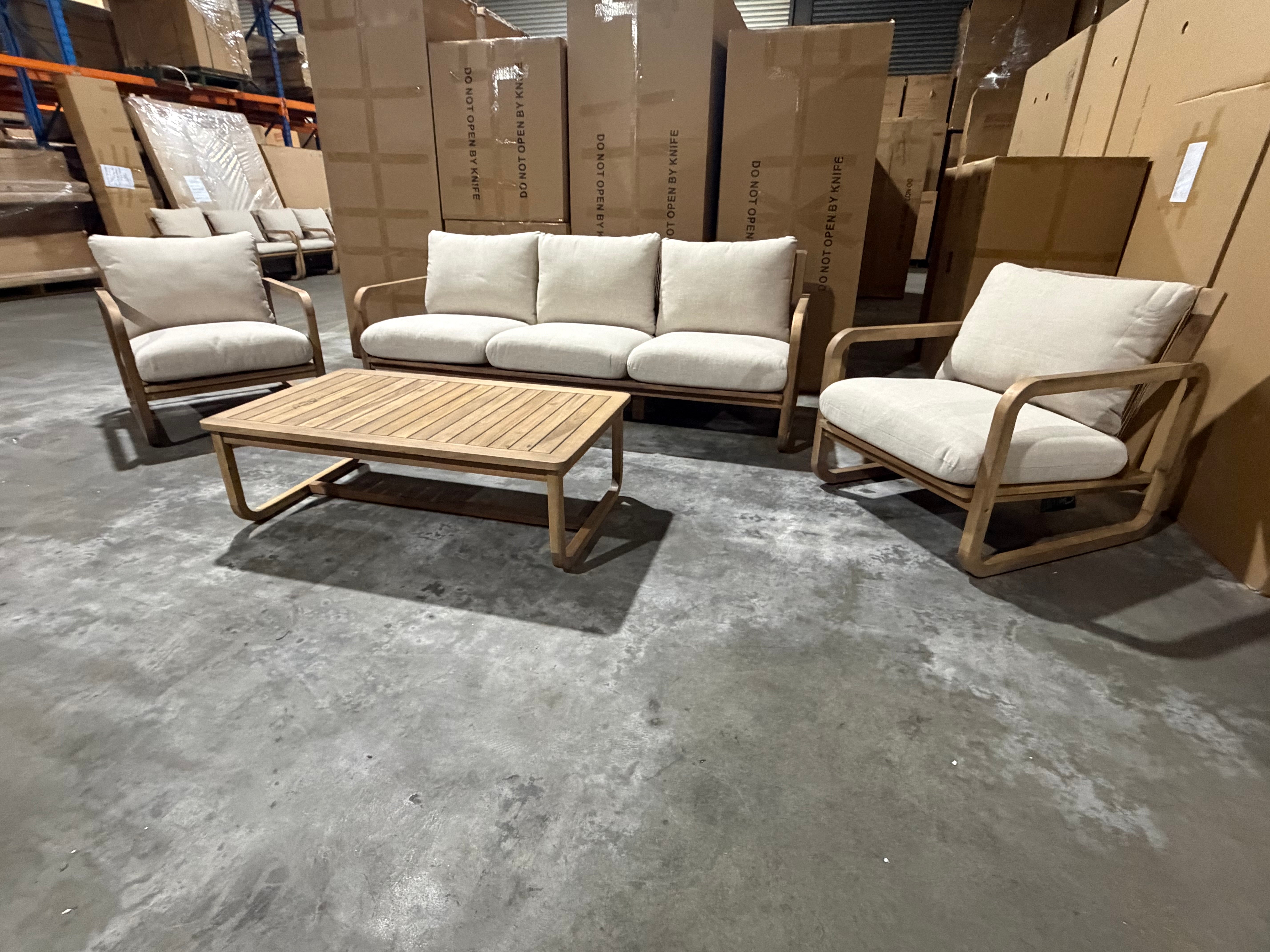 Lando 4pce Outdoor Lounge 3 seater 2 x Single Seats & Coffee Table