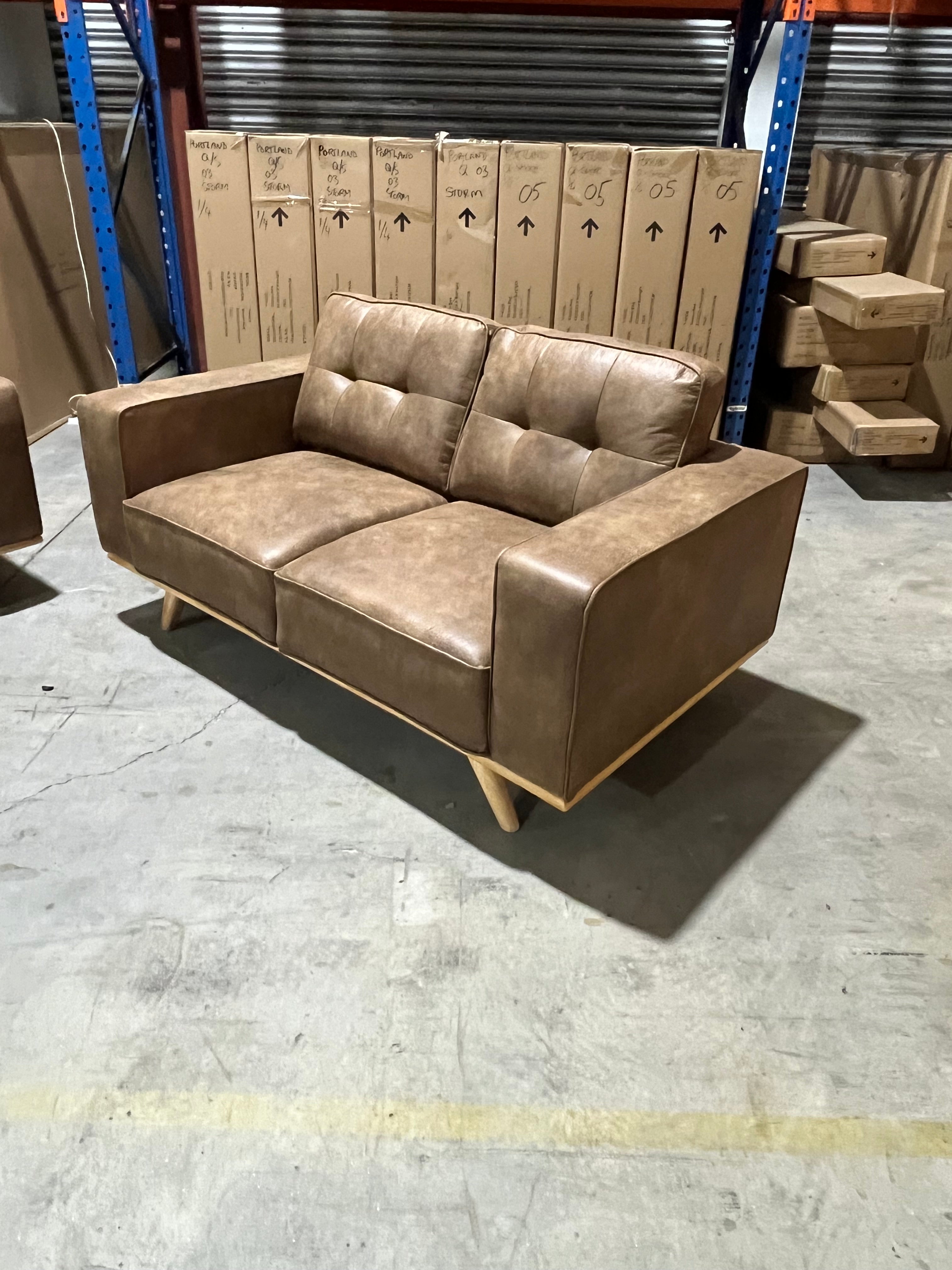 Charles 3+2 sofa pair in tan nubuck