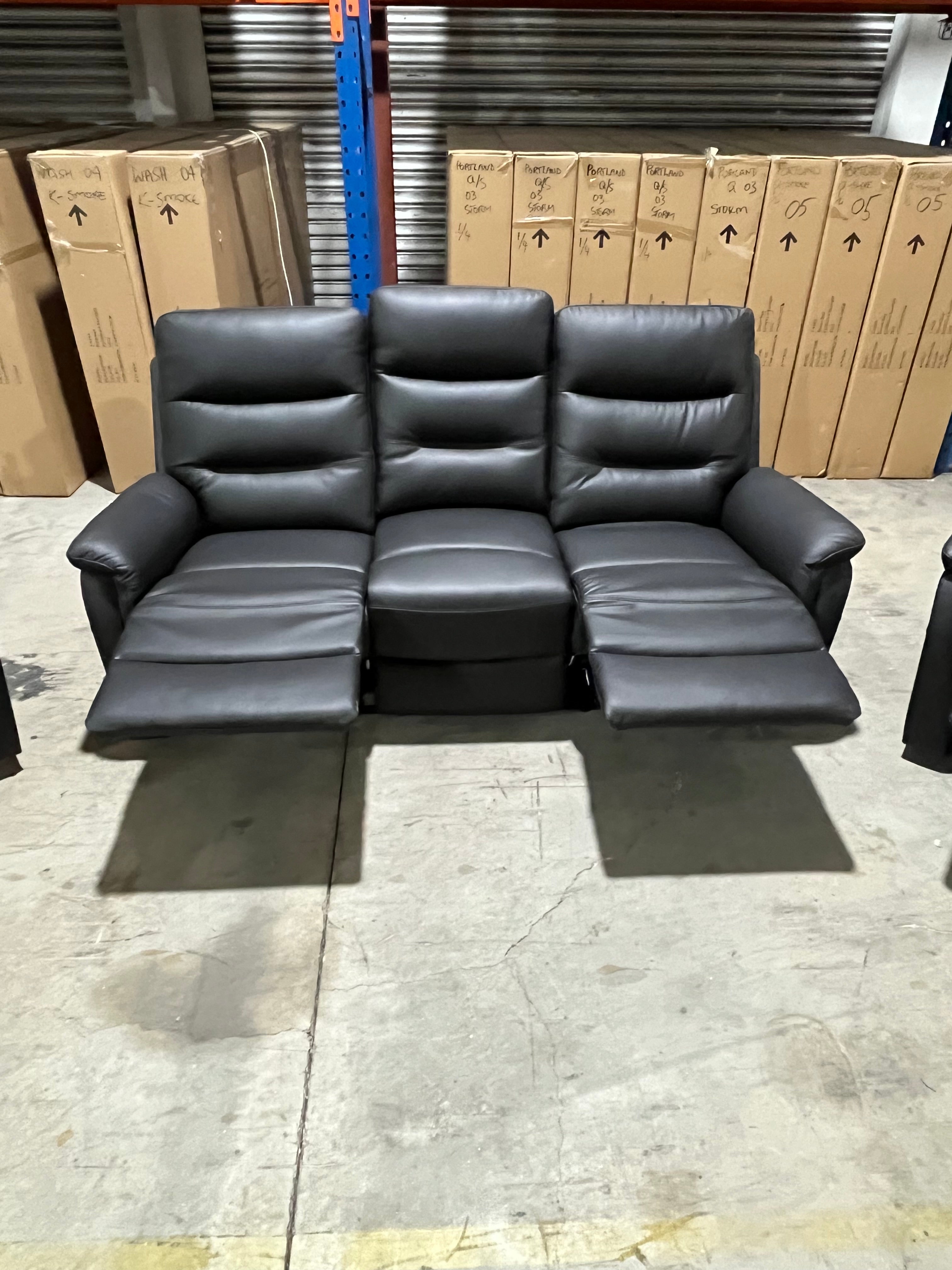 Barrett 3 Piece Leather Recliner Package In Black