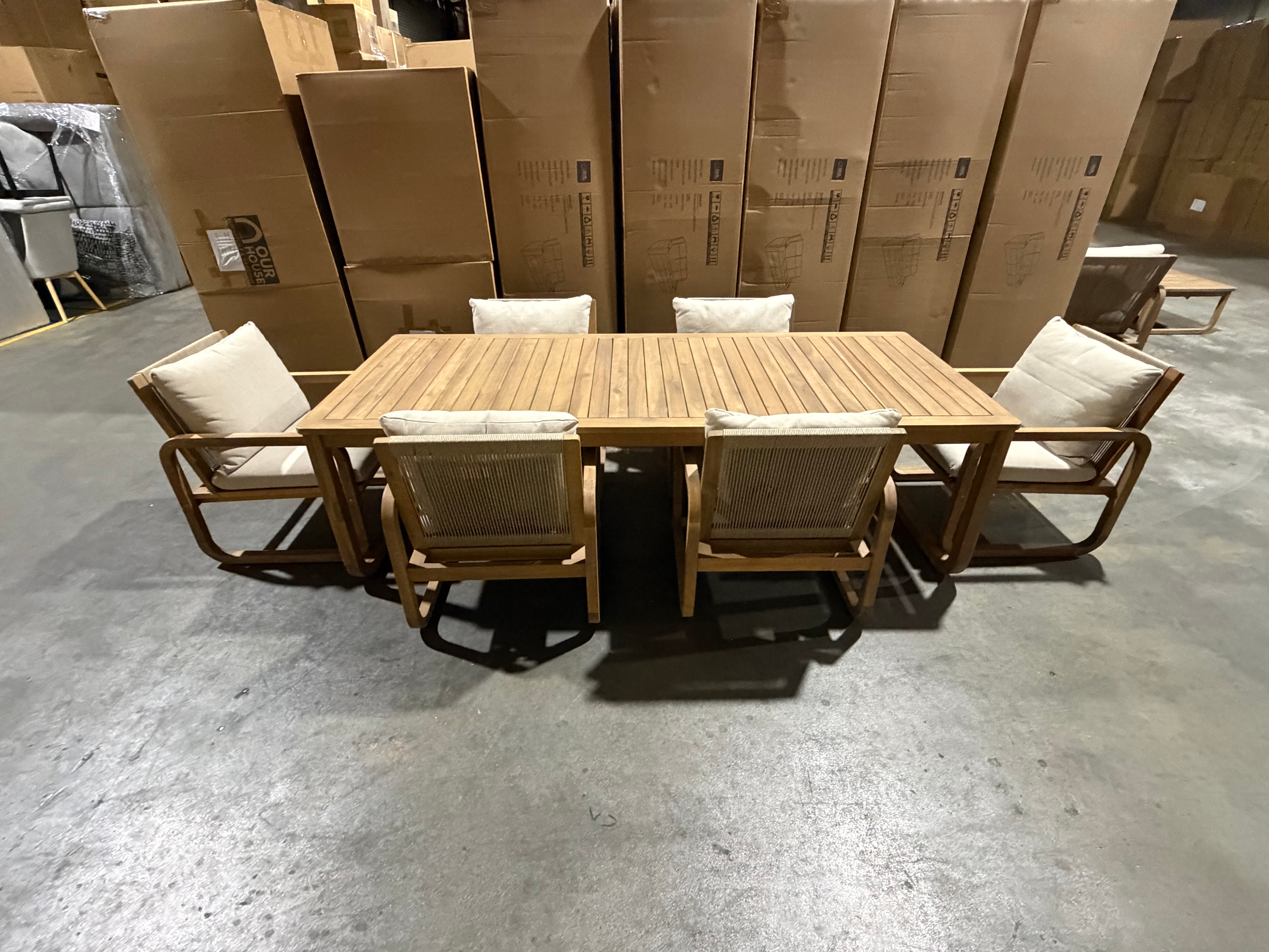 Lando 7pce outdoor setting 1800 Table & 6x Chairs In Grey Wash