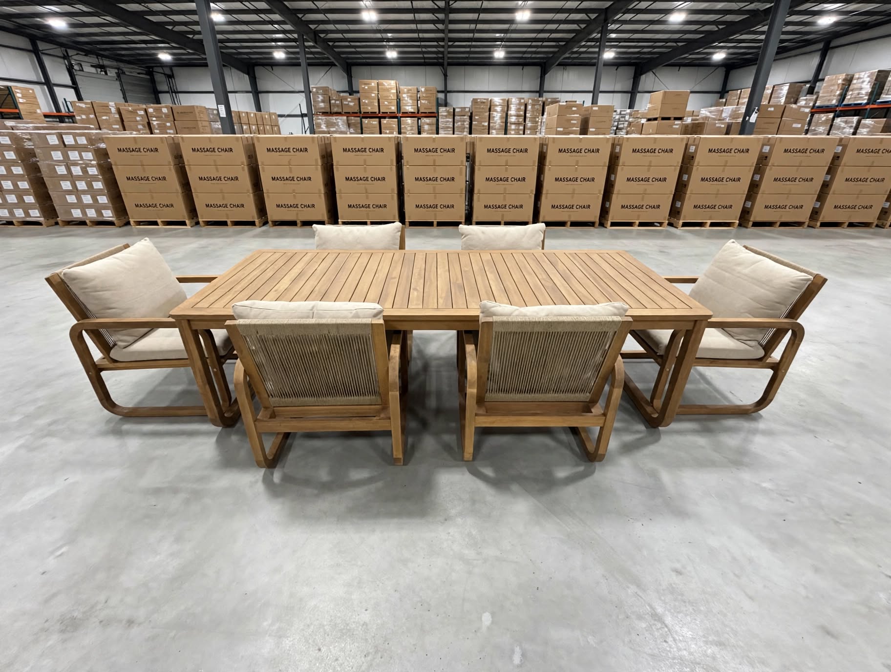 Lando 7pce outdoor setting 1800 Table & 6x Chairs In Grey Wash