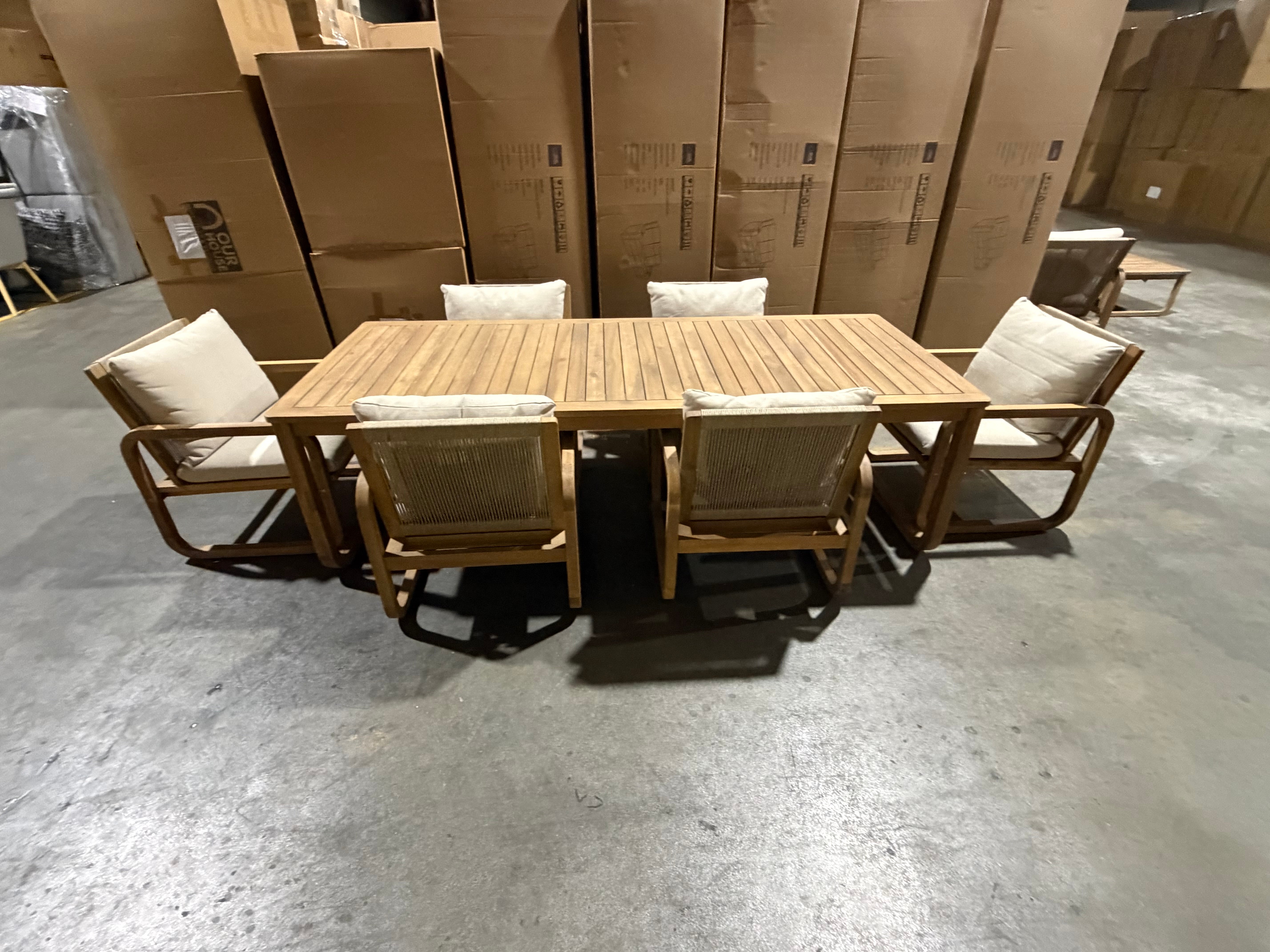 Lando 7pce outdoor setting 1800 Table & 6x Chairs In Grey Wash