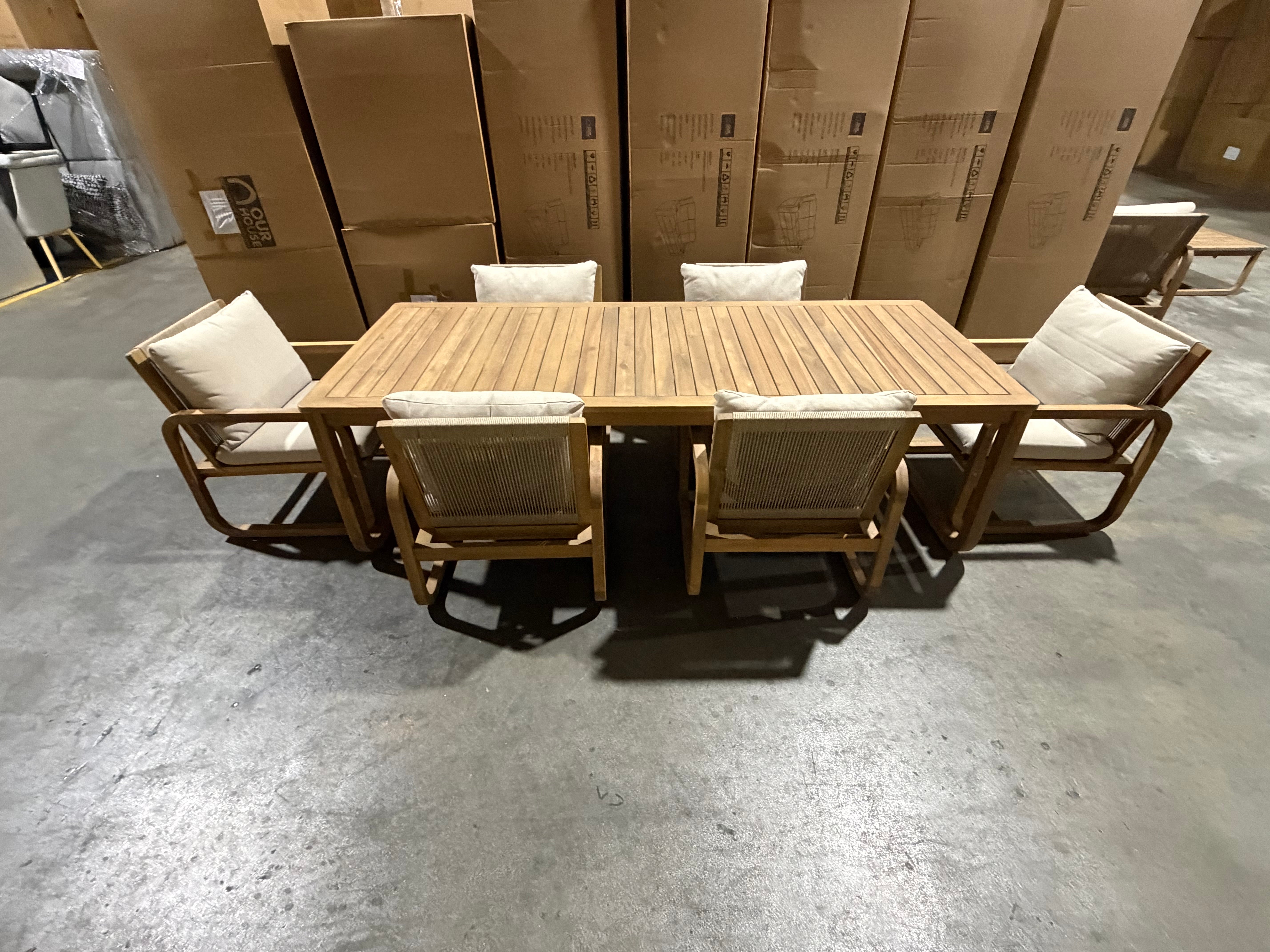 Lando 7pce outdoor setting 1800 Table & 6x Chairs In Grey Wash