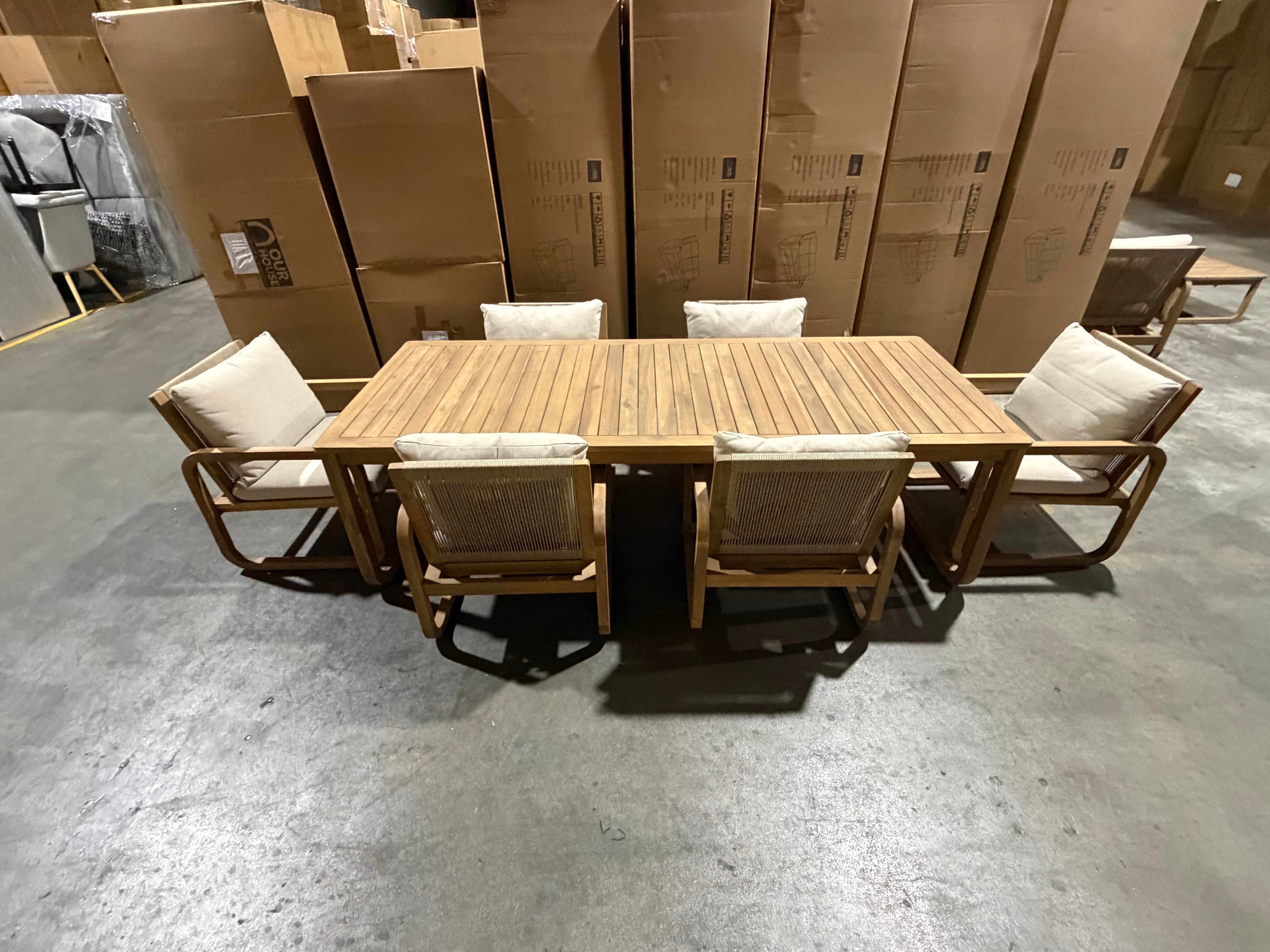 Lando 7pce outdoor setting 1800 Table & 6x Chairs In Grey Wash