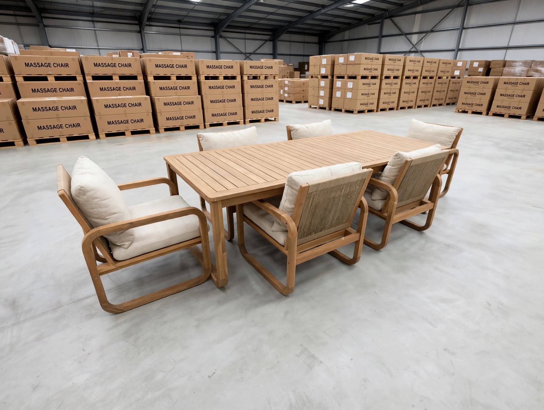 Lando 7pce outdoor setting 1800 Table & 6x Chairs In Grey Wash