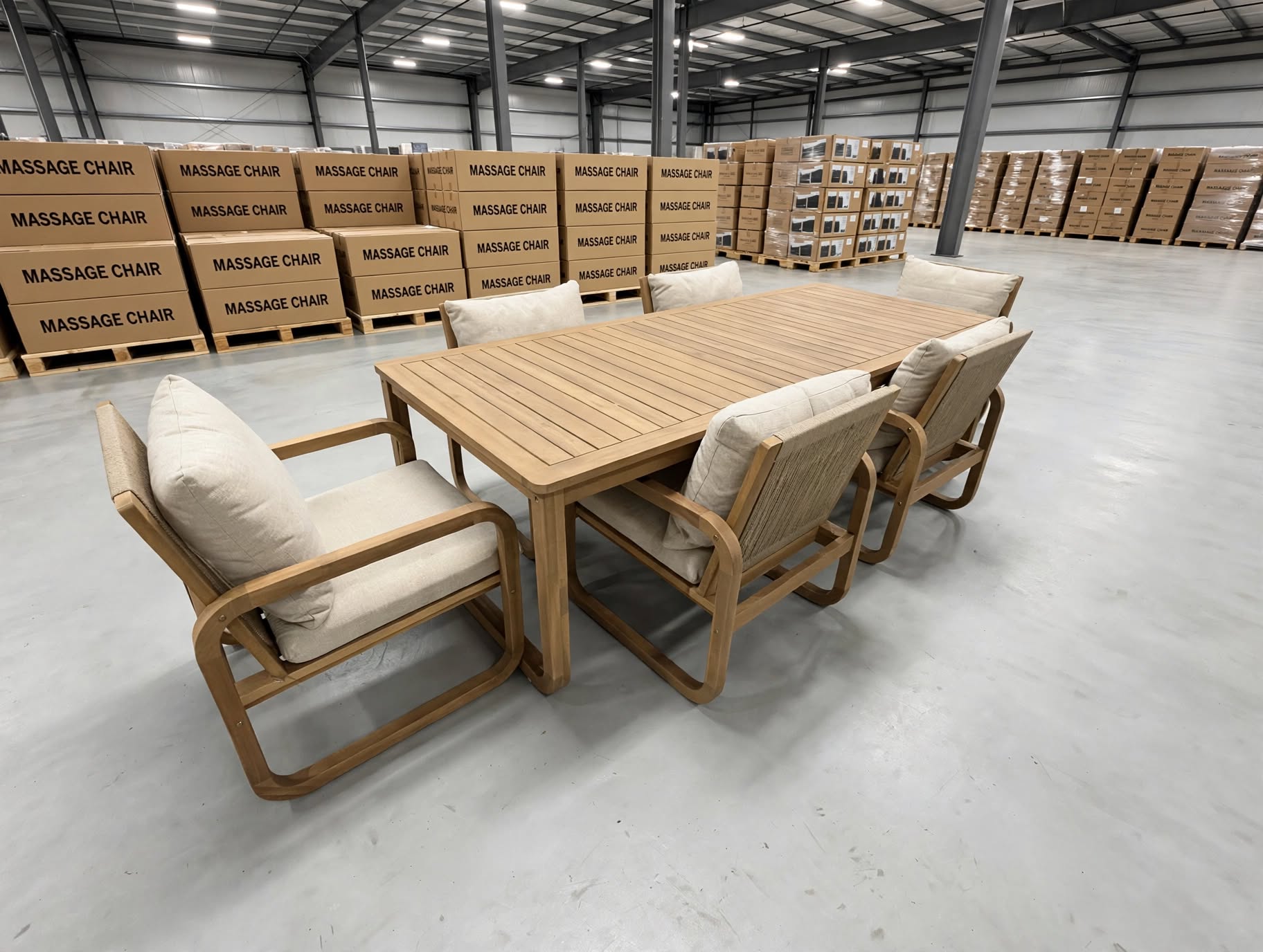 Lando 7pce outdoor setting 1800 Table & 6x Chairs In Grey Wash