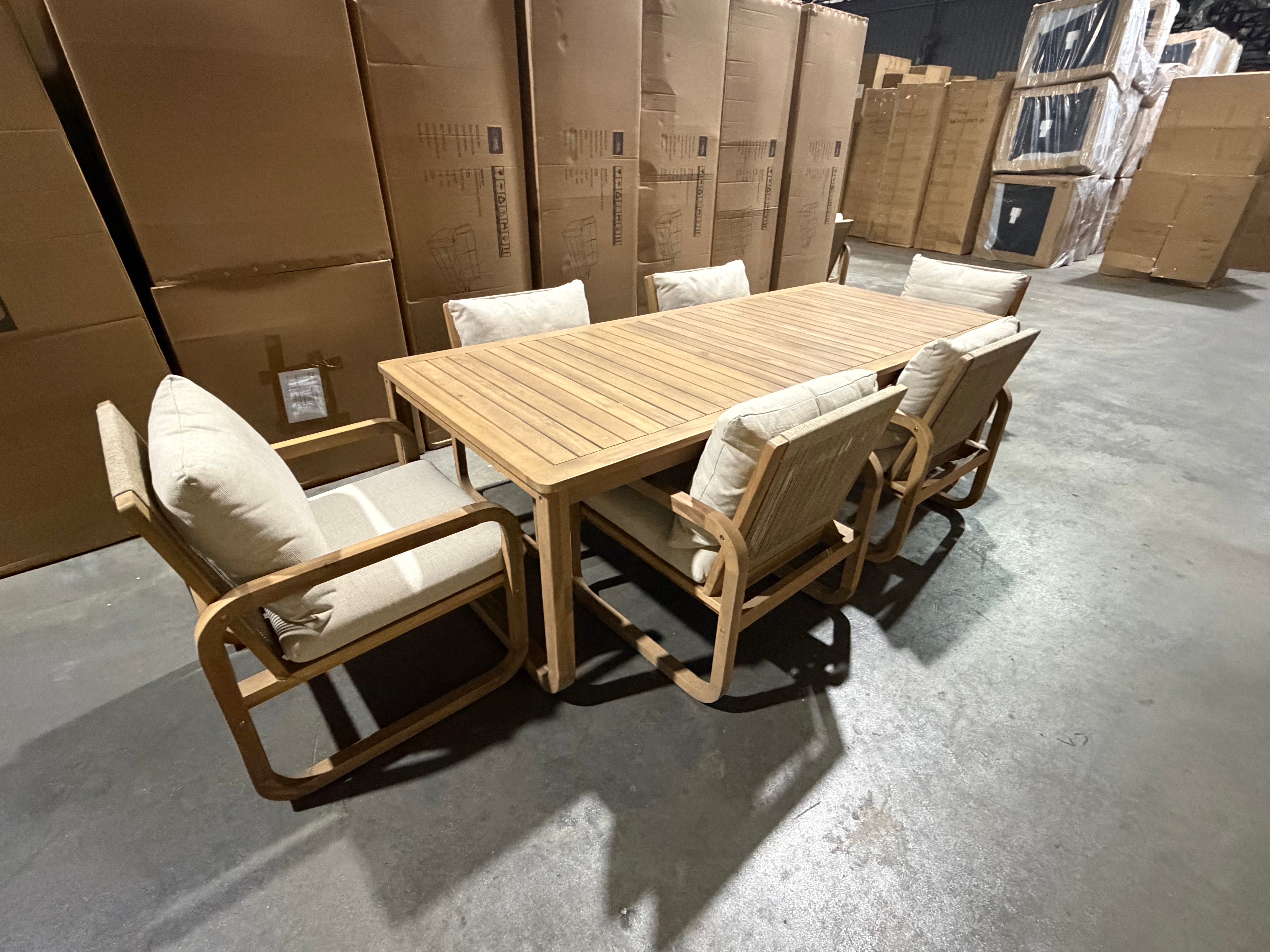 Lando 7pce outdoor setting 1800 Table & 6x Chairs In Grey Wash