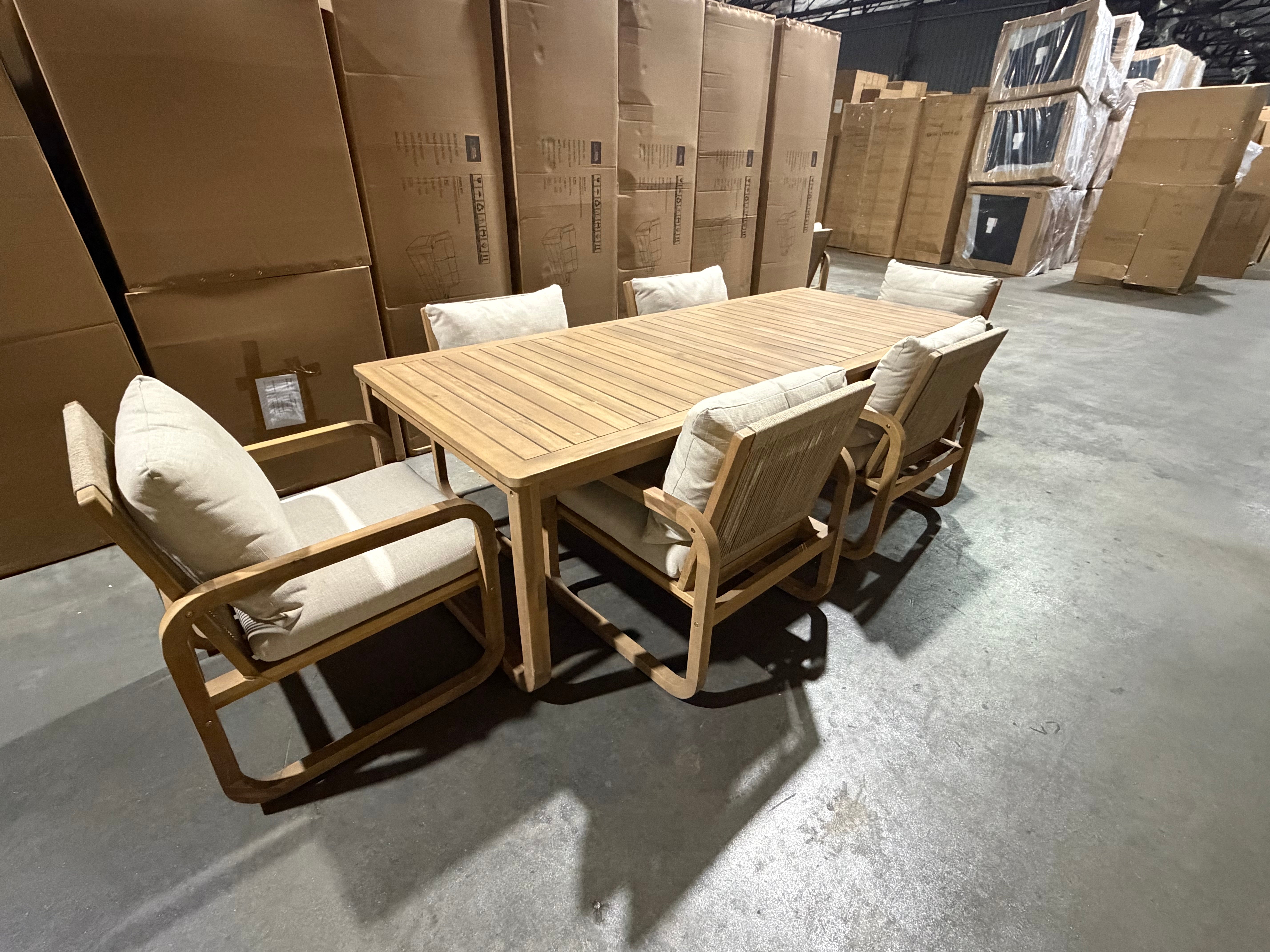 Lando 7pce outdoor setting 1800 Table & 6x Chairs In Grey Wash