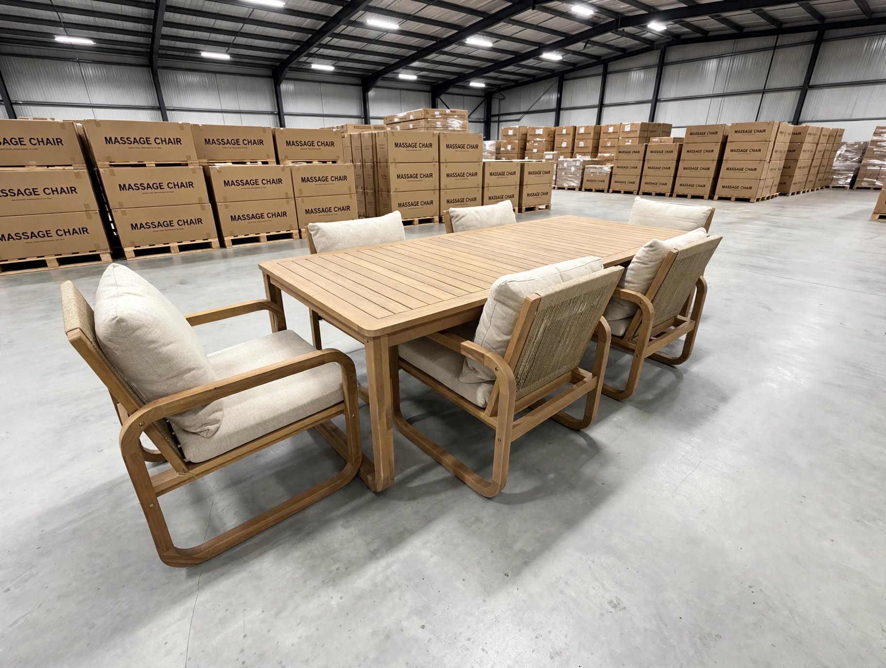 Lando 7pce outdoor setting 1800 Table & 6x Chairs In Grey Wash
