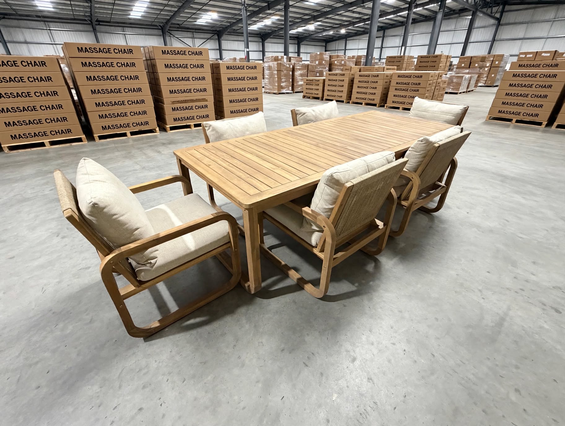 Lando 7pce outdoor setting 1800 Table & 6x Chairs In Grey Wash