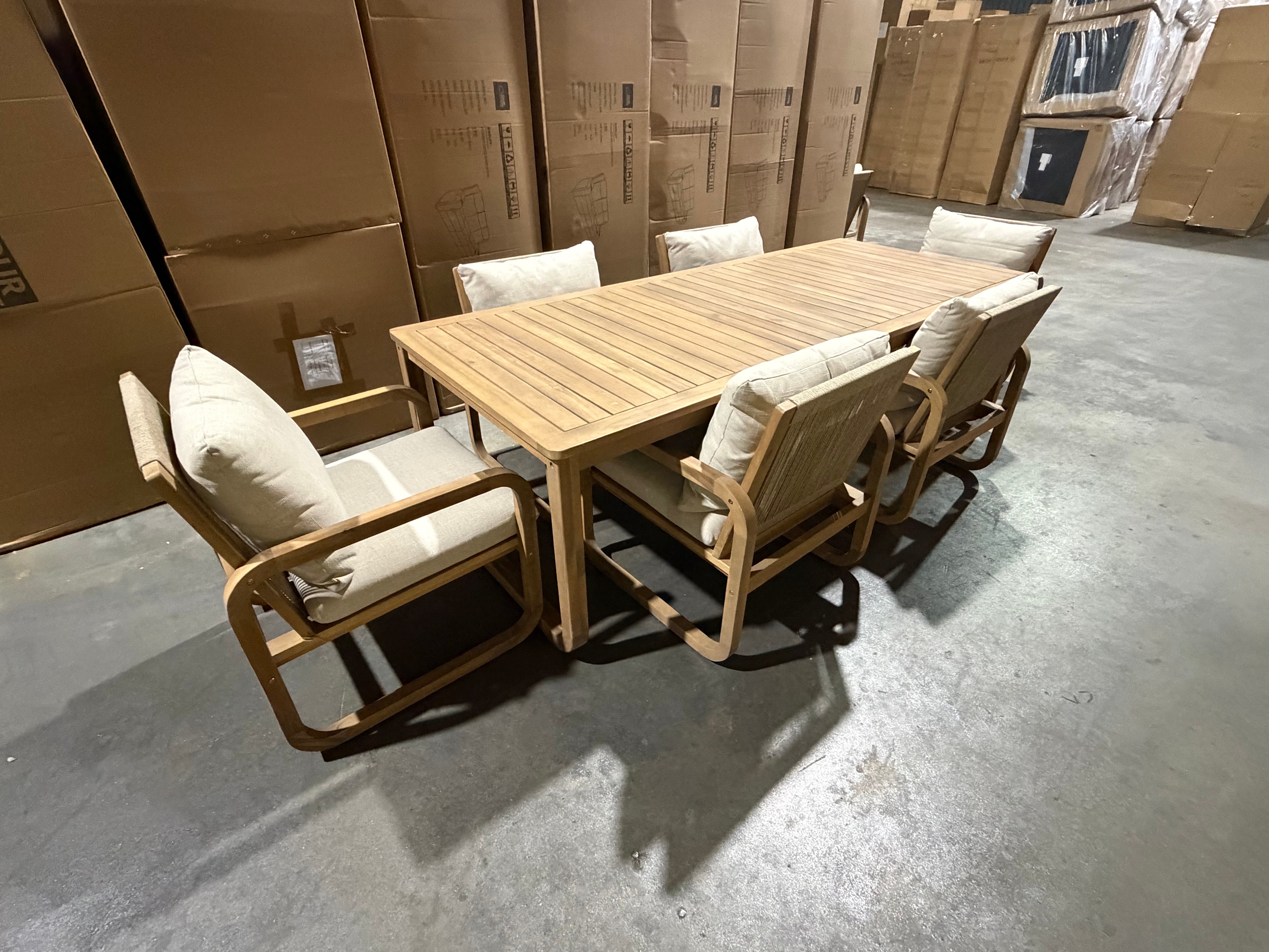 Lando 7pce outdoor setting 1800 Table & 6x Chairs In Grey Wash