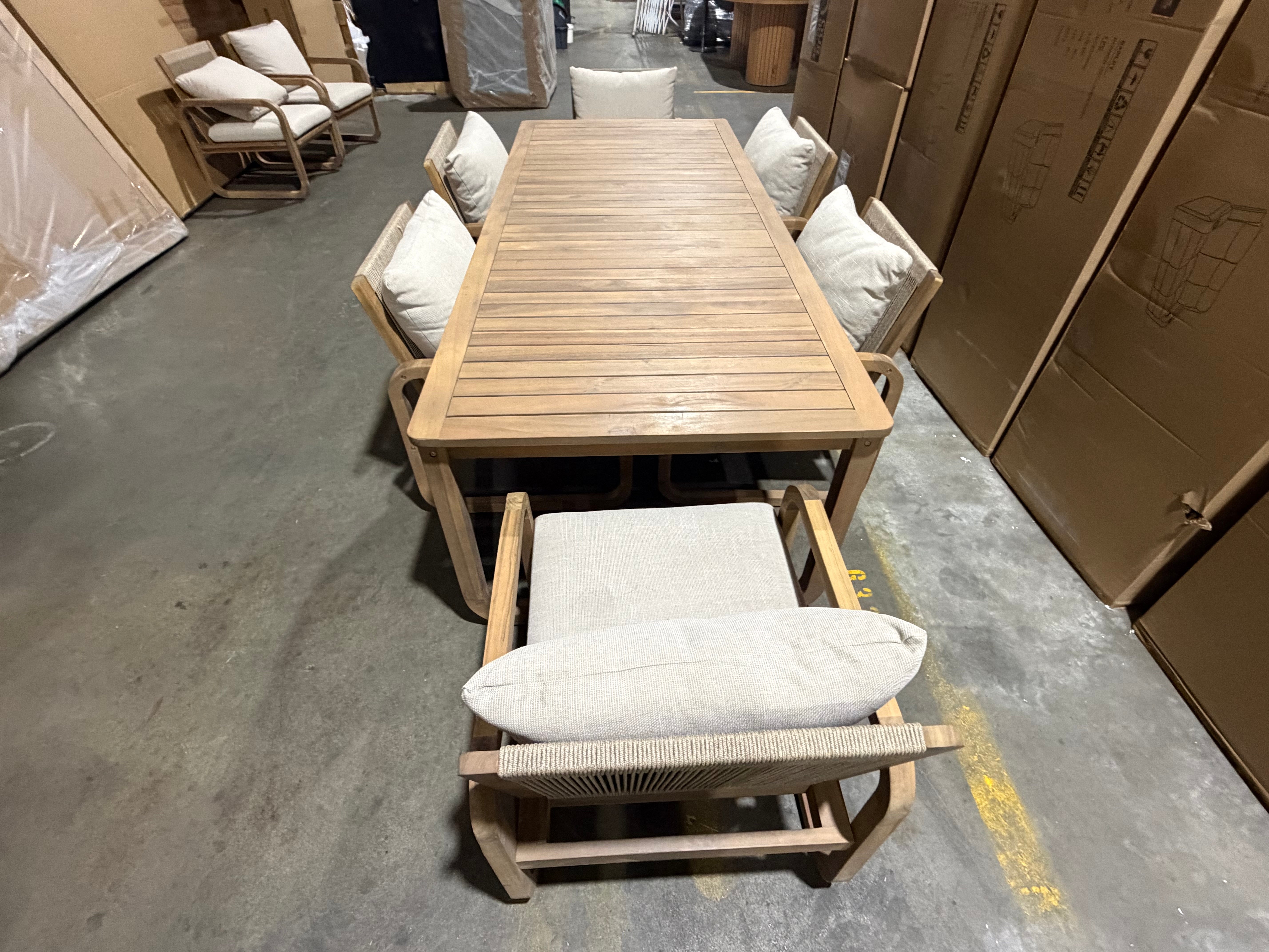 Lando 7pce outdoor setting 1800 Table & 6x Chairs In Grey Wash