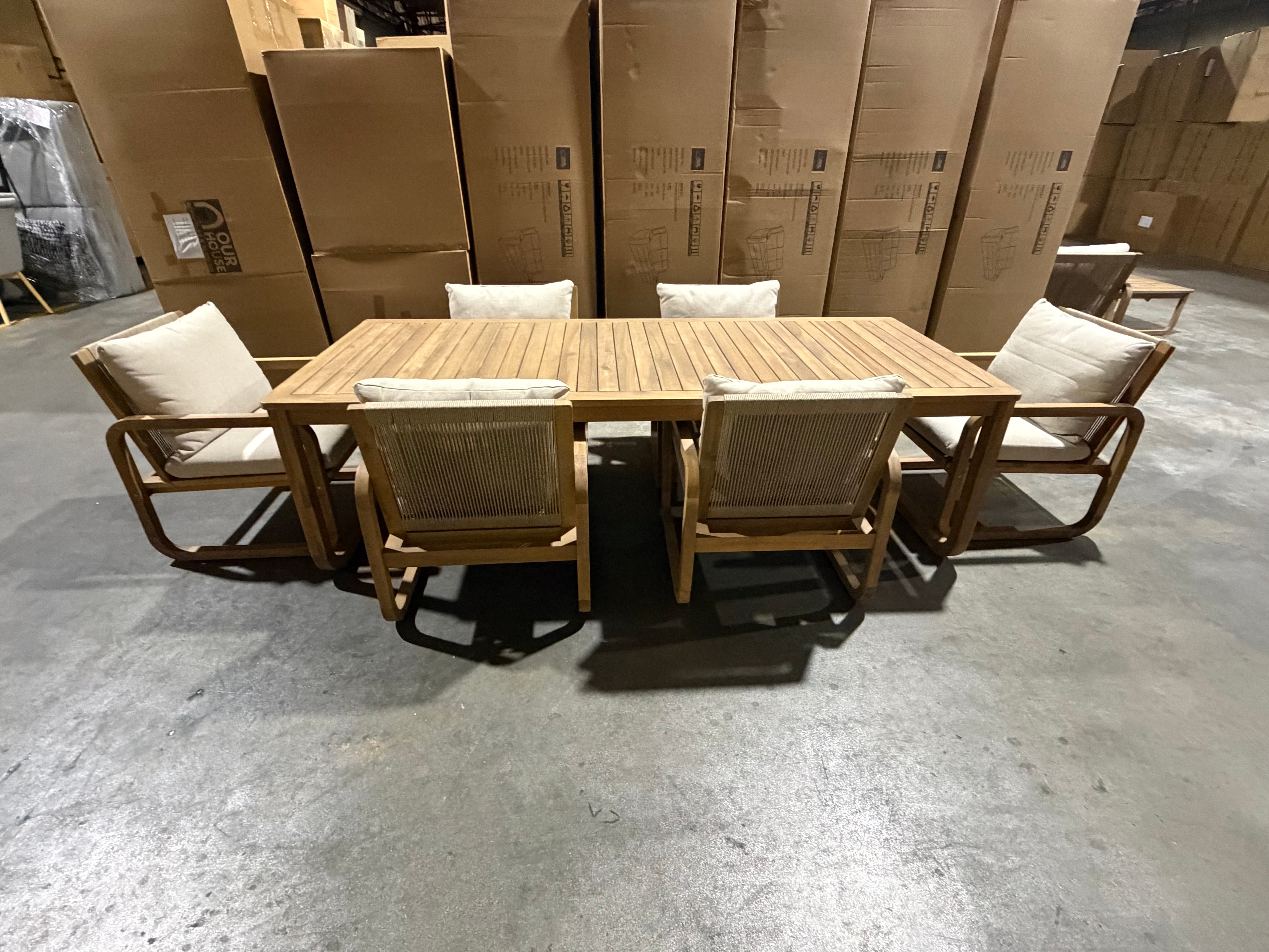 Lando 7pce outdoor setting 1800 Table & 6x Chairs In Grey Wash