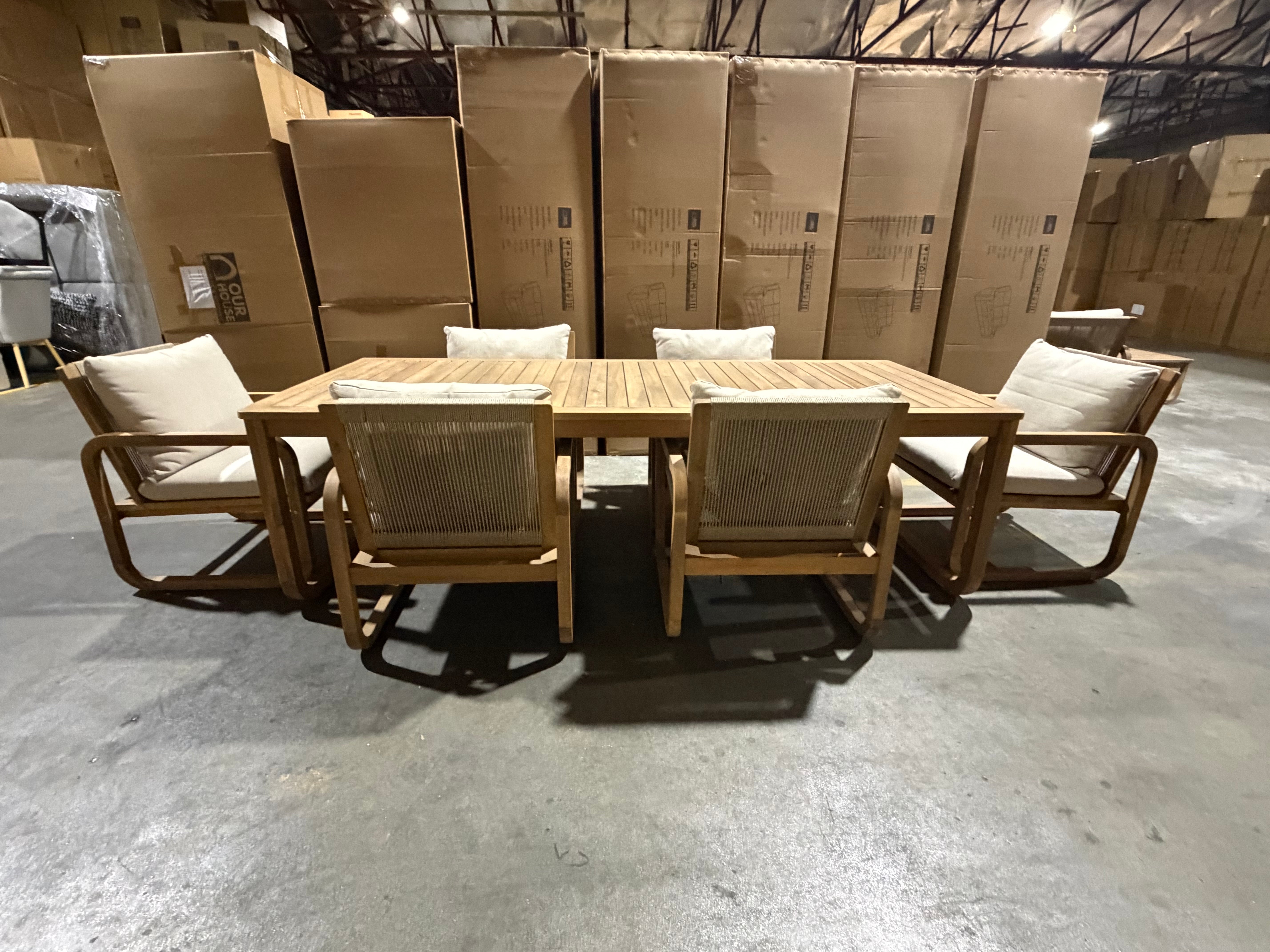 Lando 7pce outdoor setting 1800 Table & 6x Chairs In Grey Wash