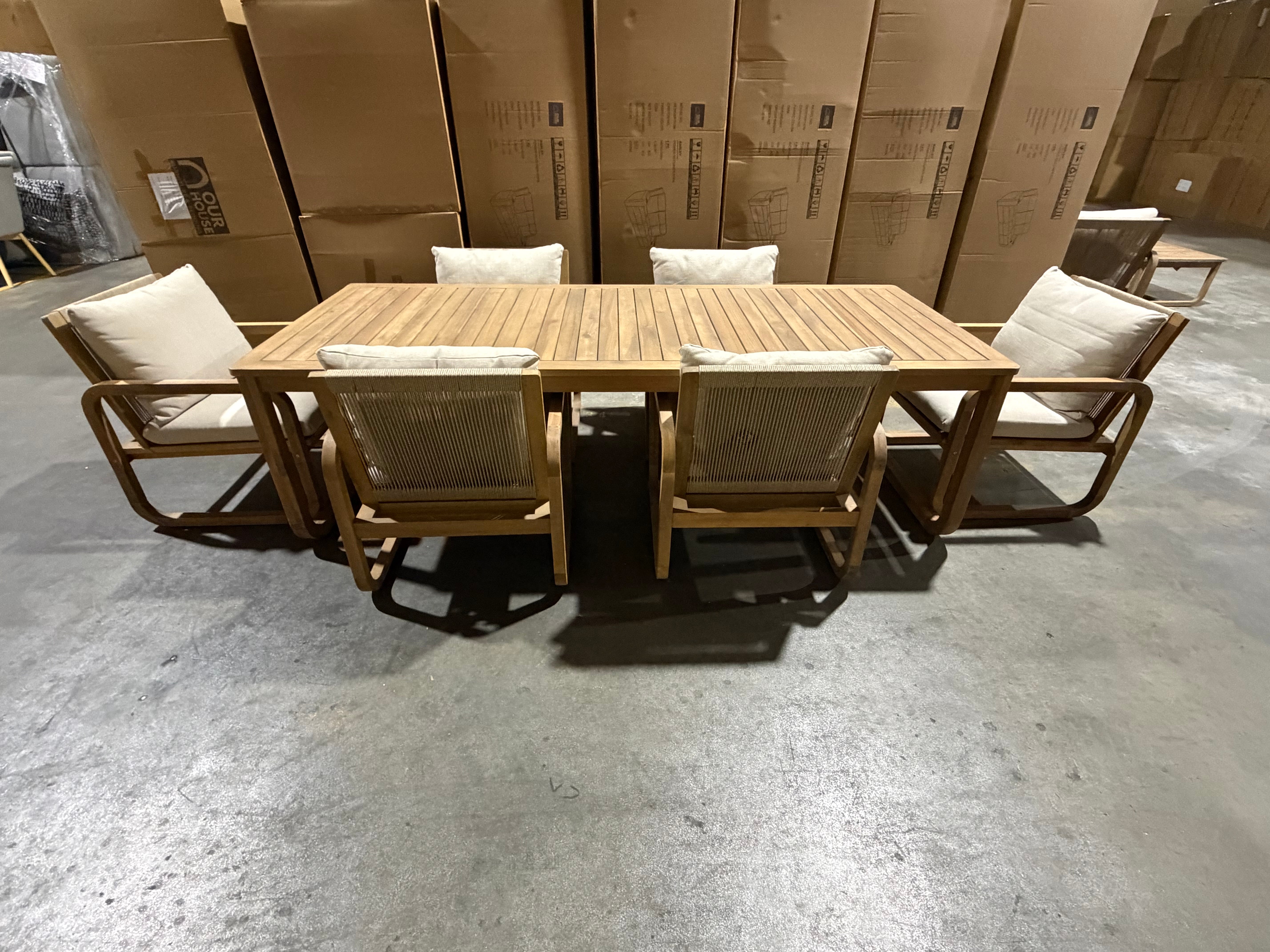 Lando 7pce outdoor setting 1800 Table & 6x Chairs In Grey Wash