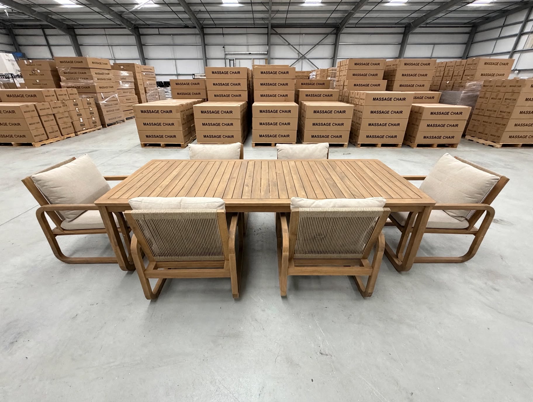 Lando 7pce outdoor setting 1800 Table & 6x Chairs In Grey Wash