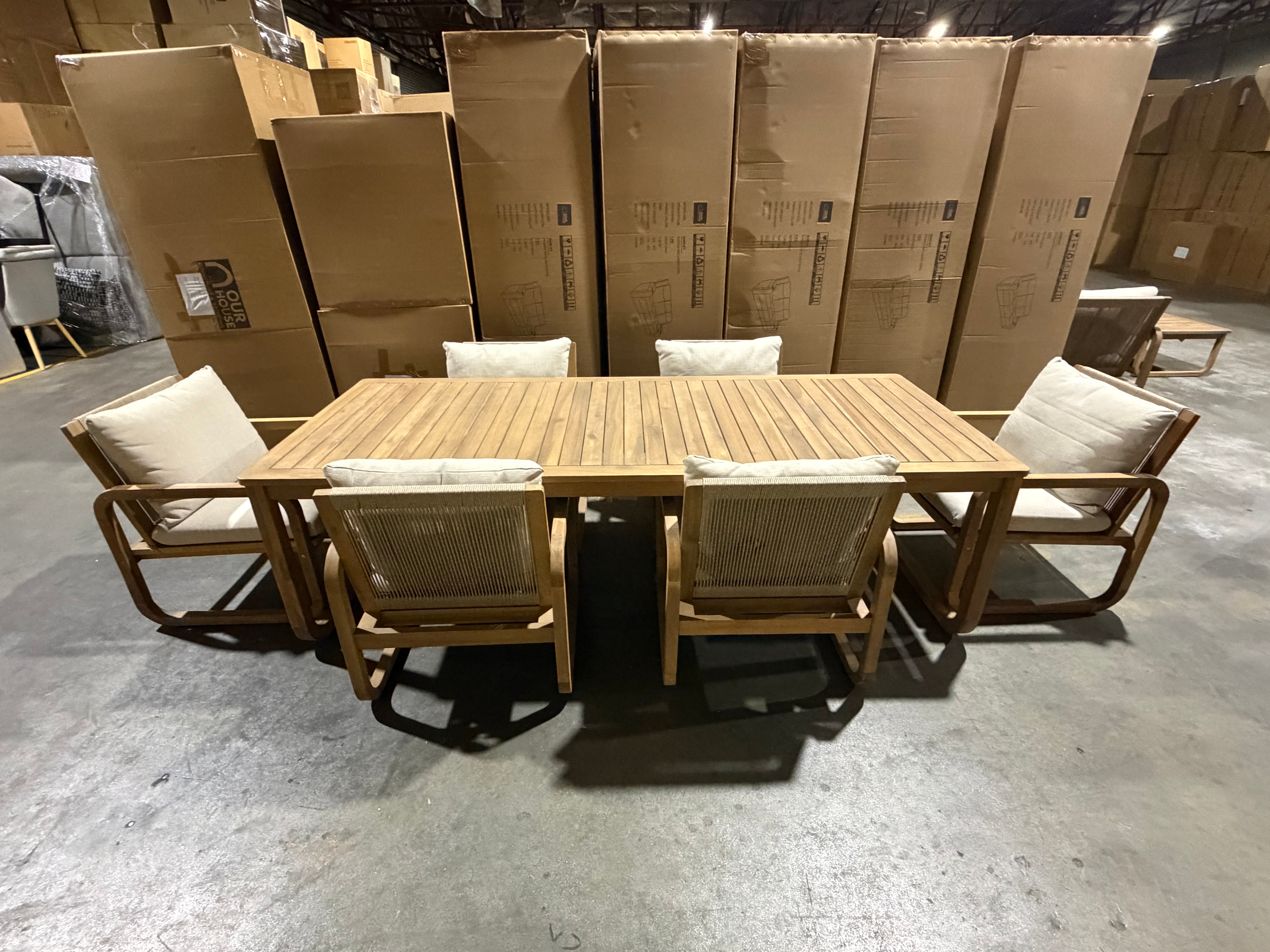 Lando 7pce outdoor setting 1800 Table & 6x Chairs In Grey Wash