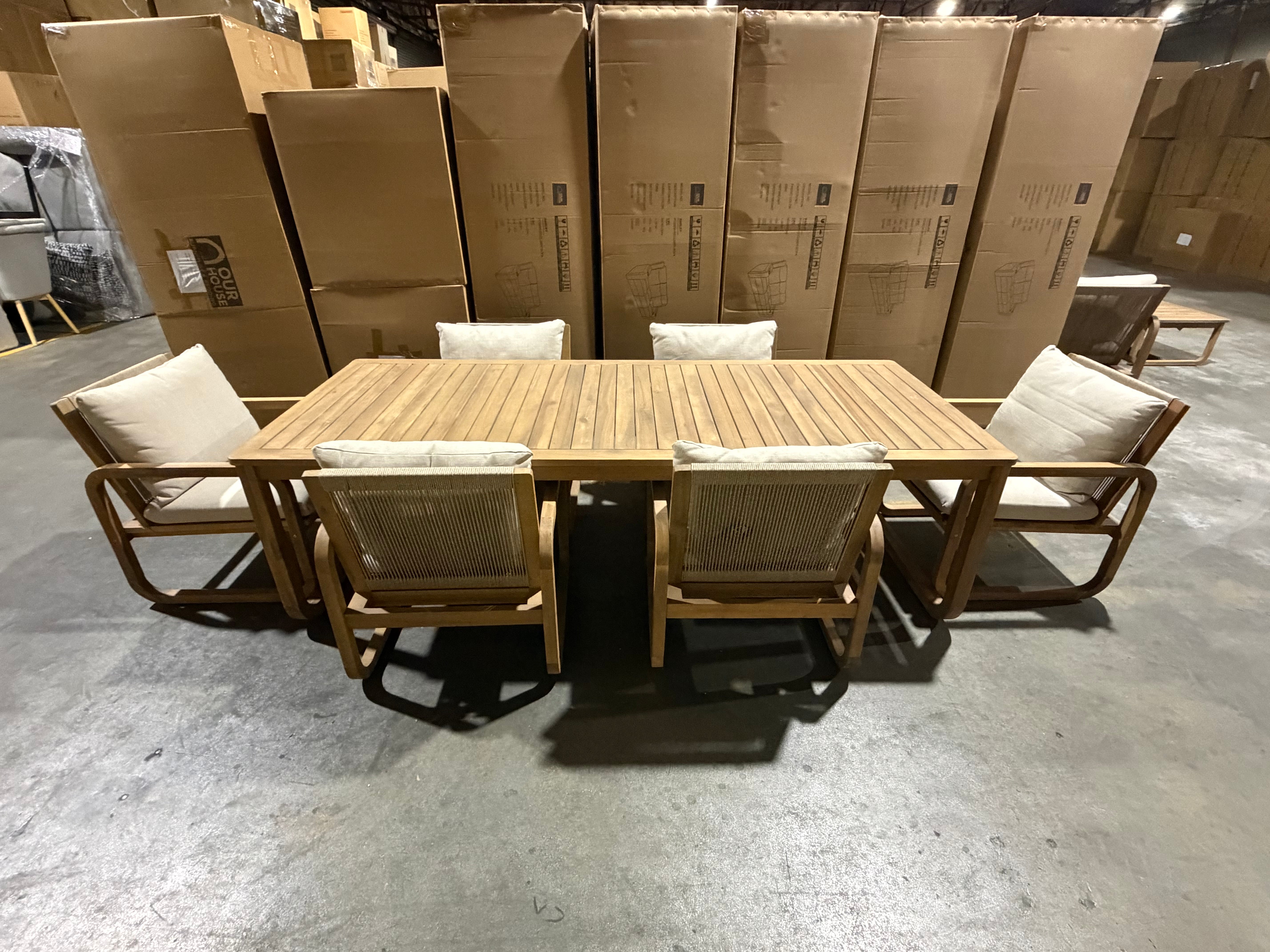 Lando 7pce outdoor setting 1800 Table & 6x Chairs In Grey Wash