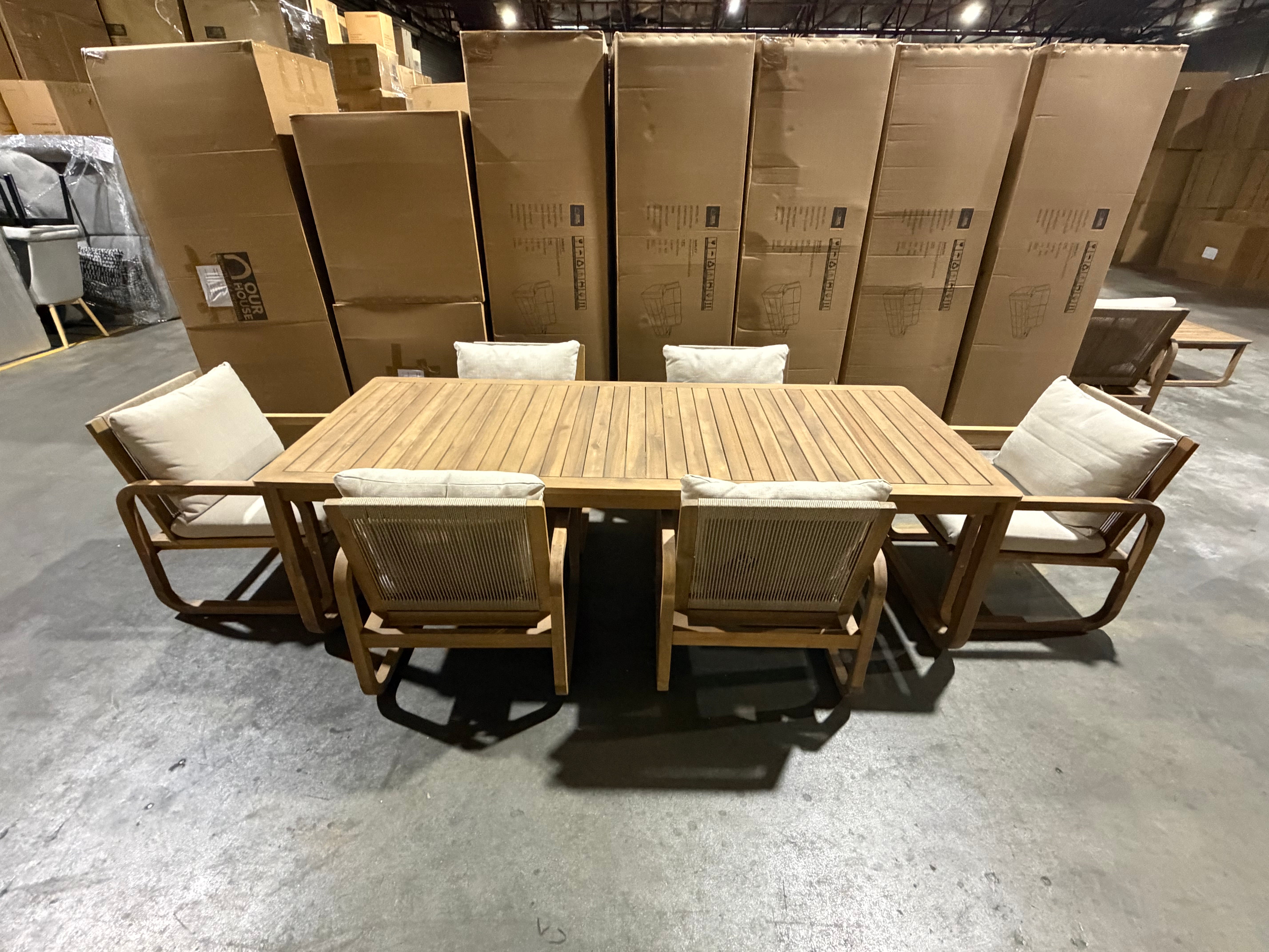 Lando 7pce outdoor setting 1800 Table & 6x Chairs In Grey Wash