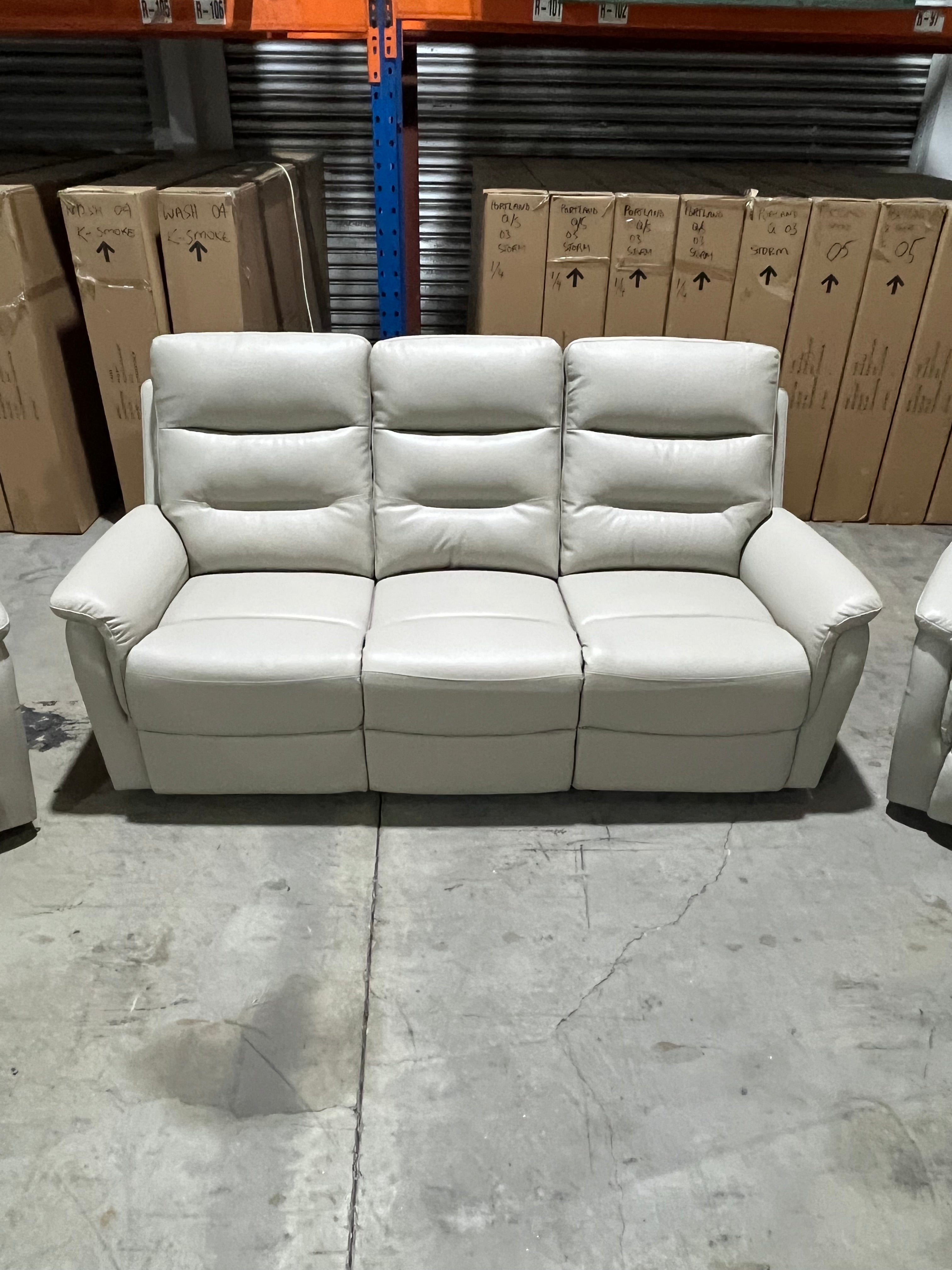 Barrett 3 Piece Leather Recliner Package In Grey