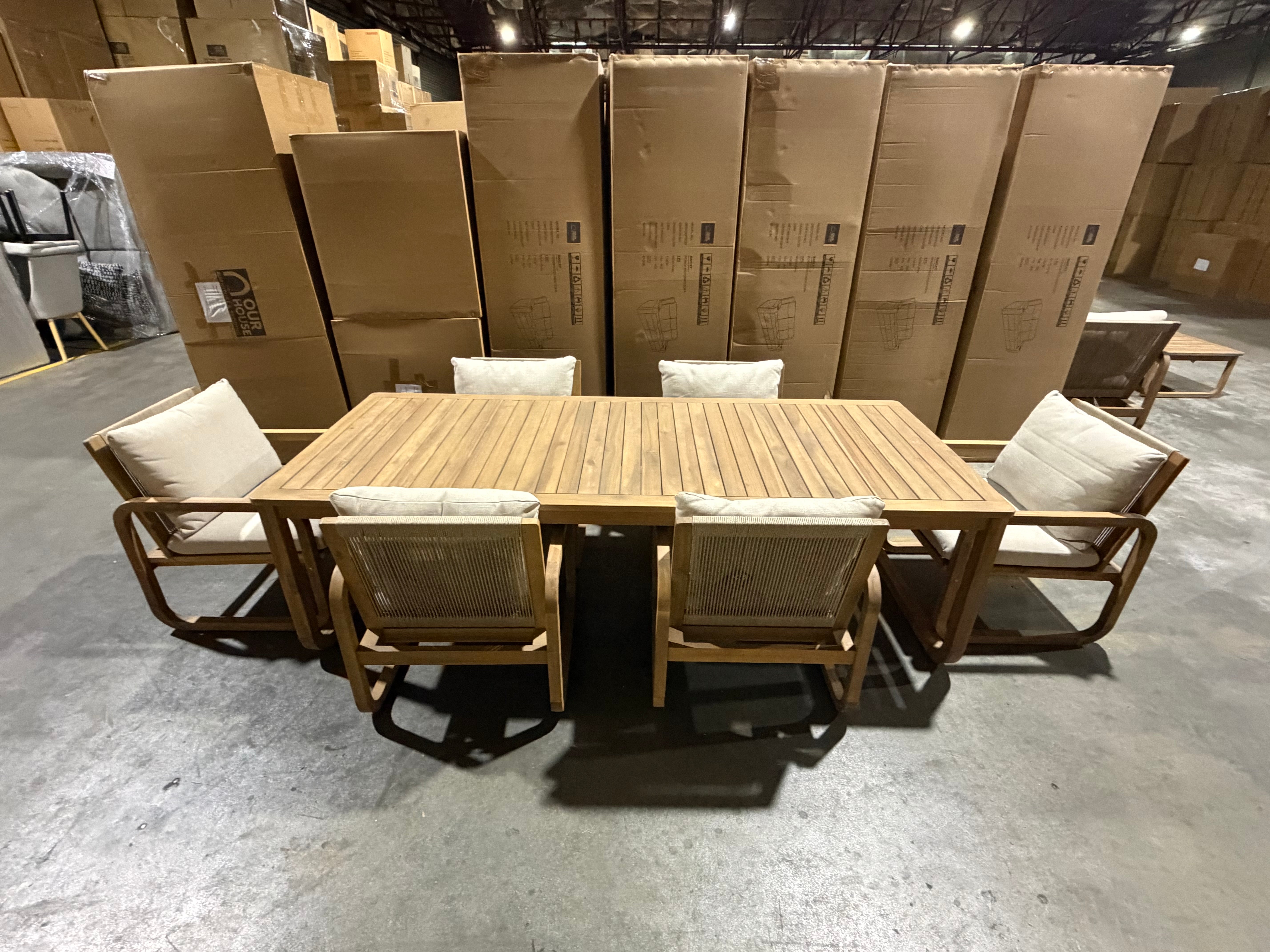 Lando 7pce outdoor setting 1800 Table & 6x Chairs In Grey Wash