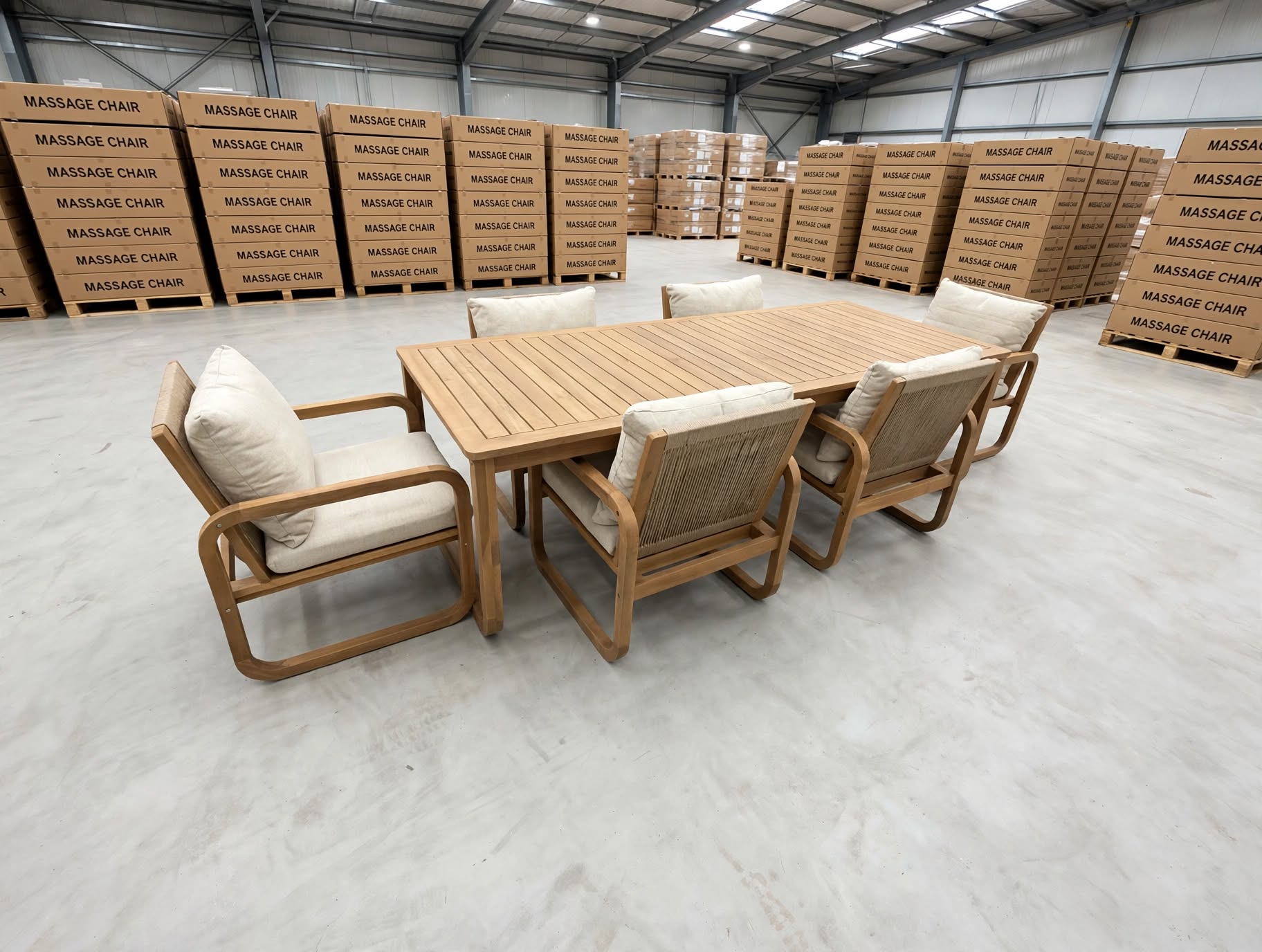 Lando 7pce outdoor setting 1800 Table & 6x Chairs In Grey Wash